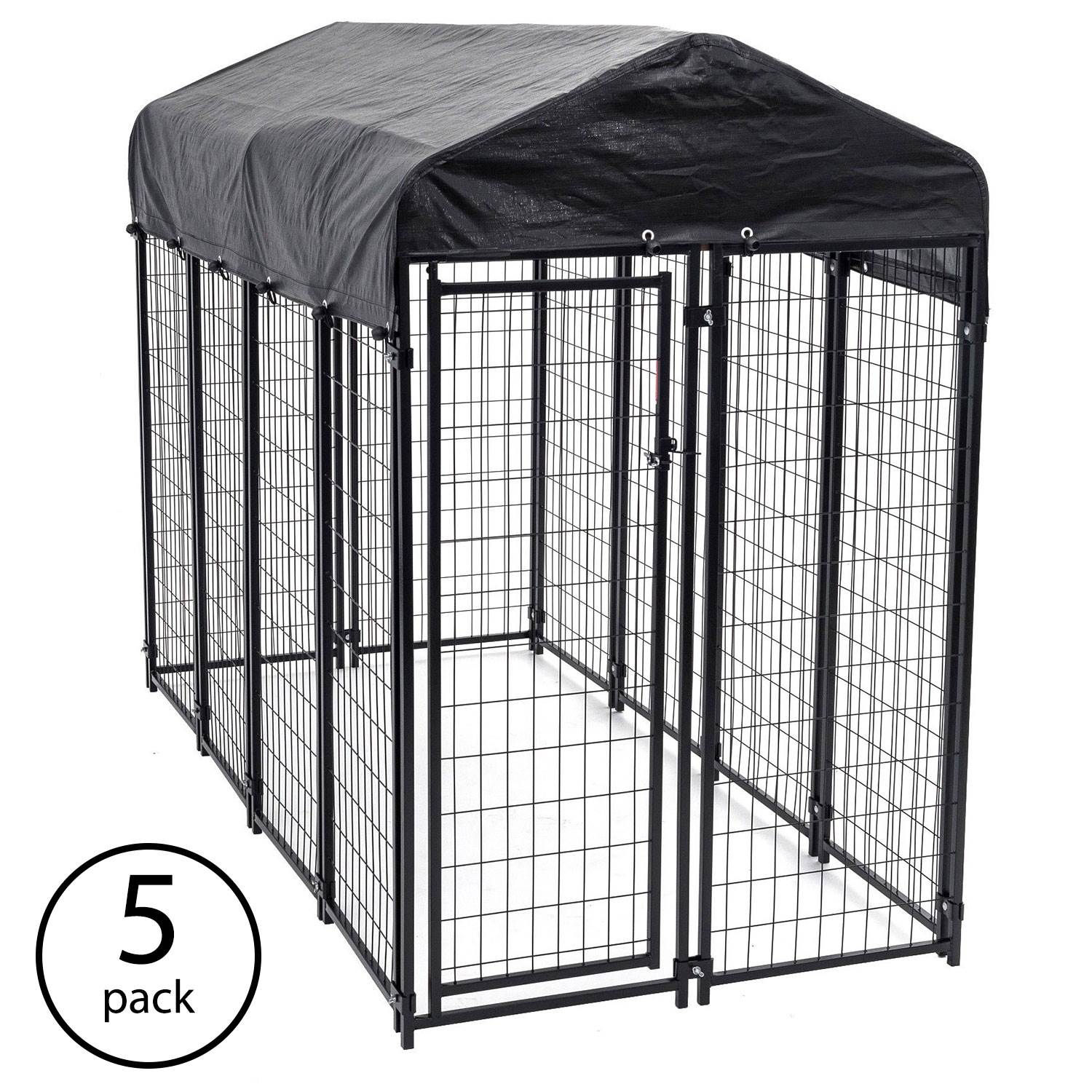 Lucky Dog Uptown Large Outdoor Covered Kennel Heavy Duty Dog Fence Pen (5 Pack)