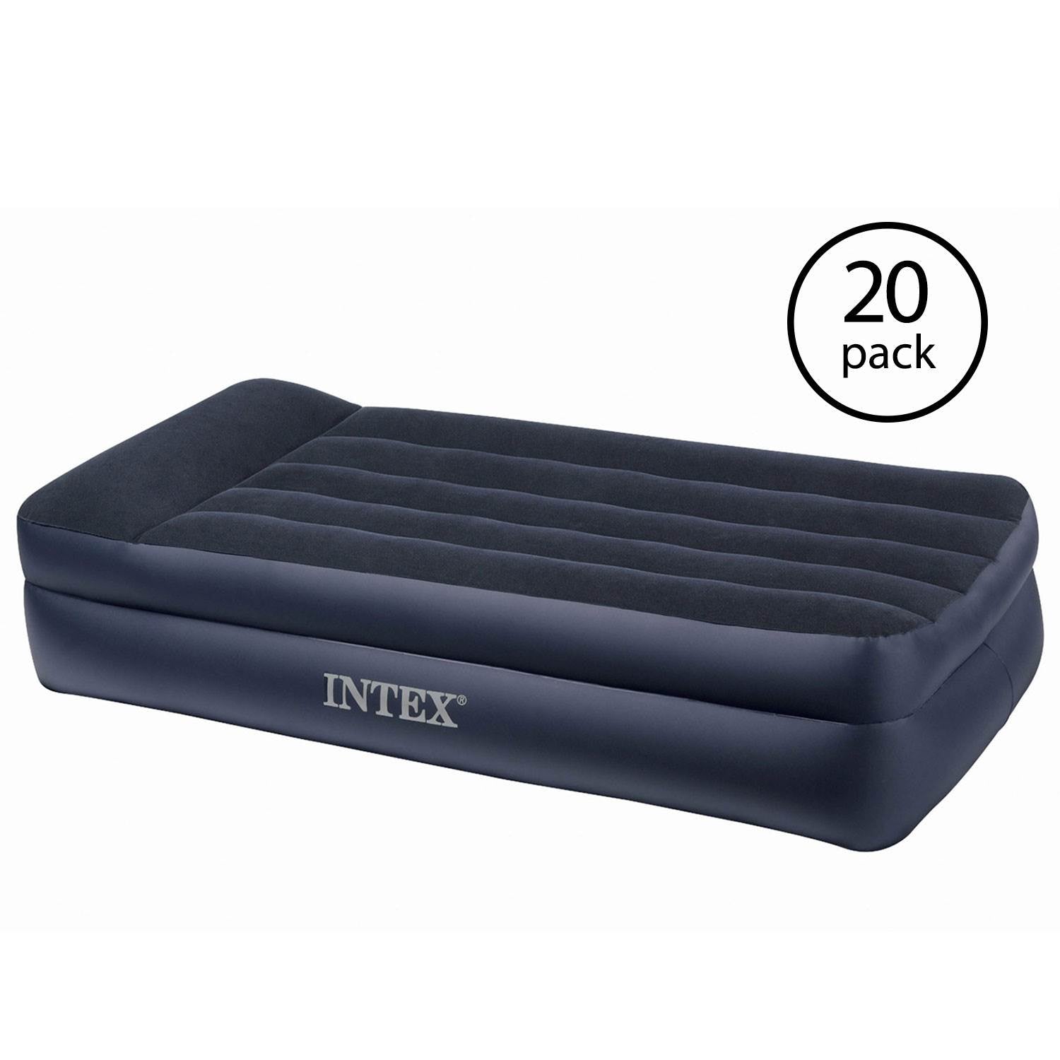 Intex Pillow Rest Twin Size Raised Pillow Air Mattress w/Built-In Pump (20 Pack)