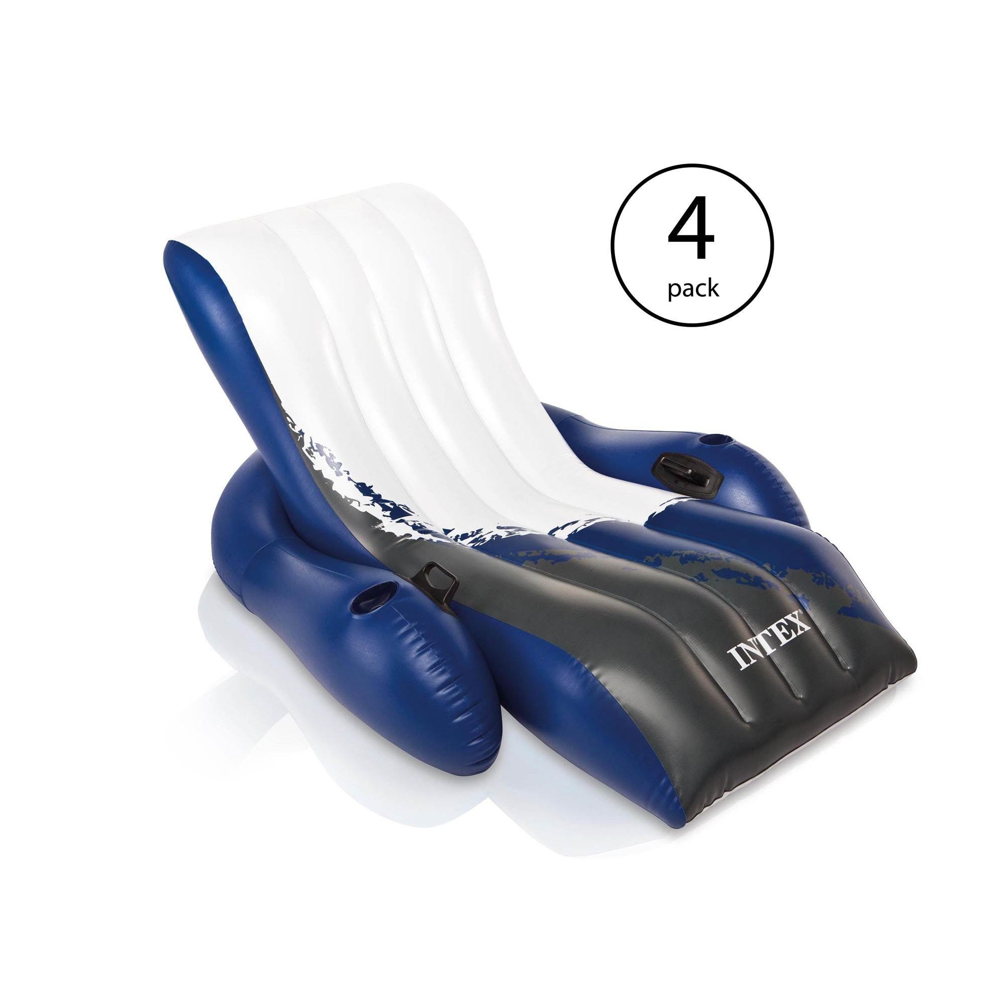 Intex Inflatable Floating Lounge Pool Recliner Chair with Cup Holders (4 Pack) - VMInnovations