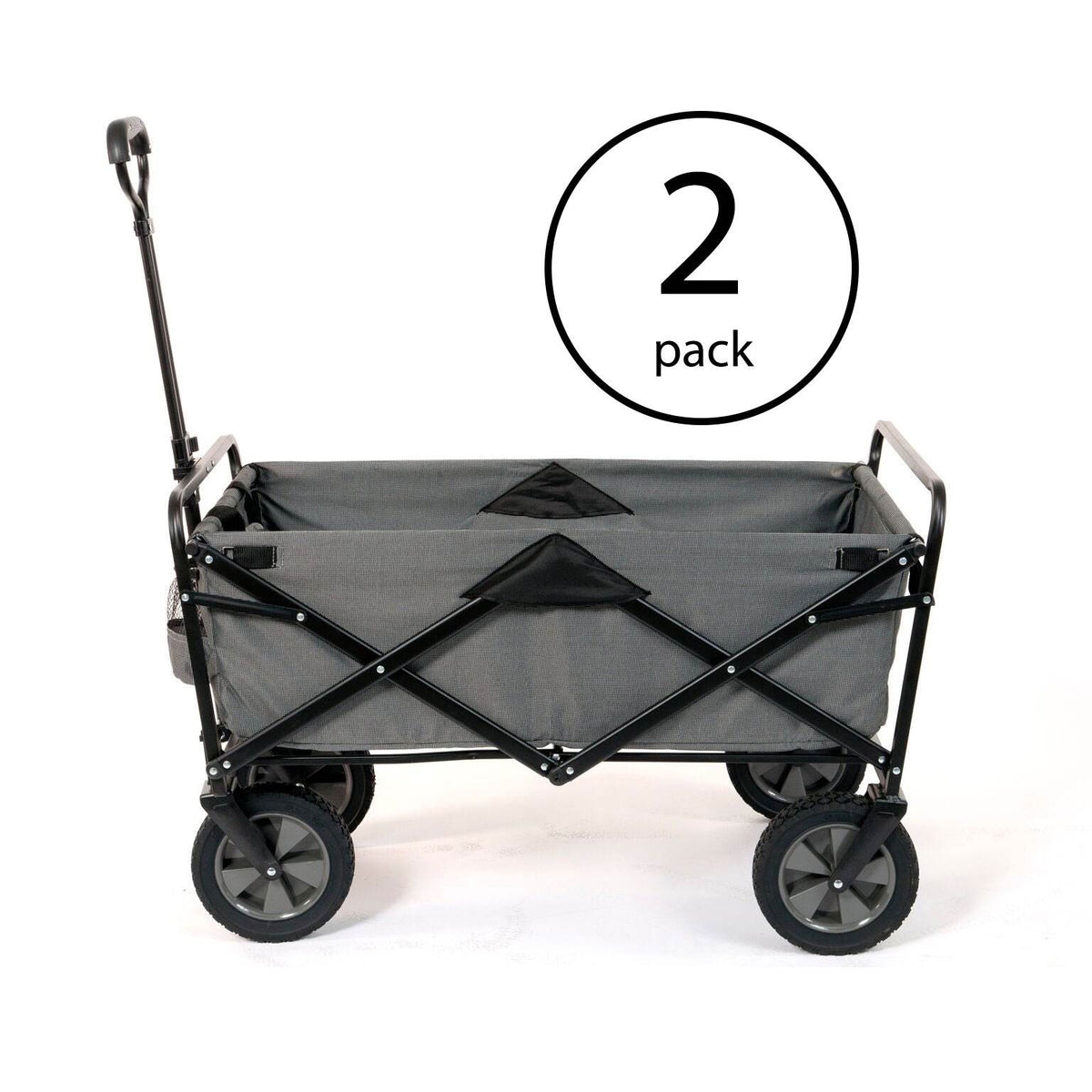 Mac Sports Collapsible Steel Frame Outdoor Garden Camping Wagon, Gray (2 Pack)
