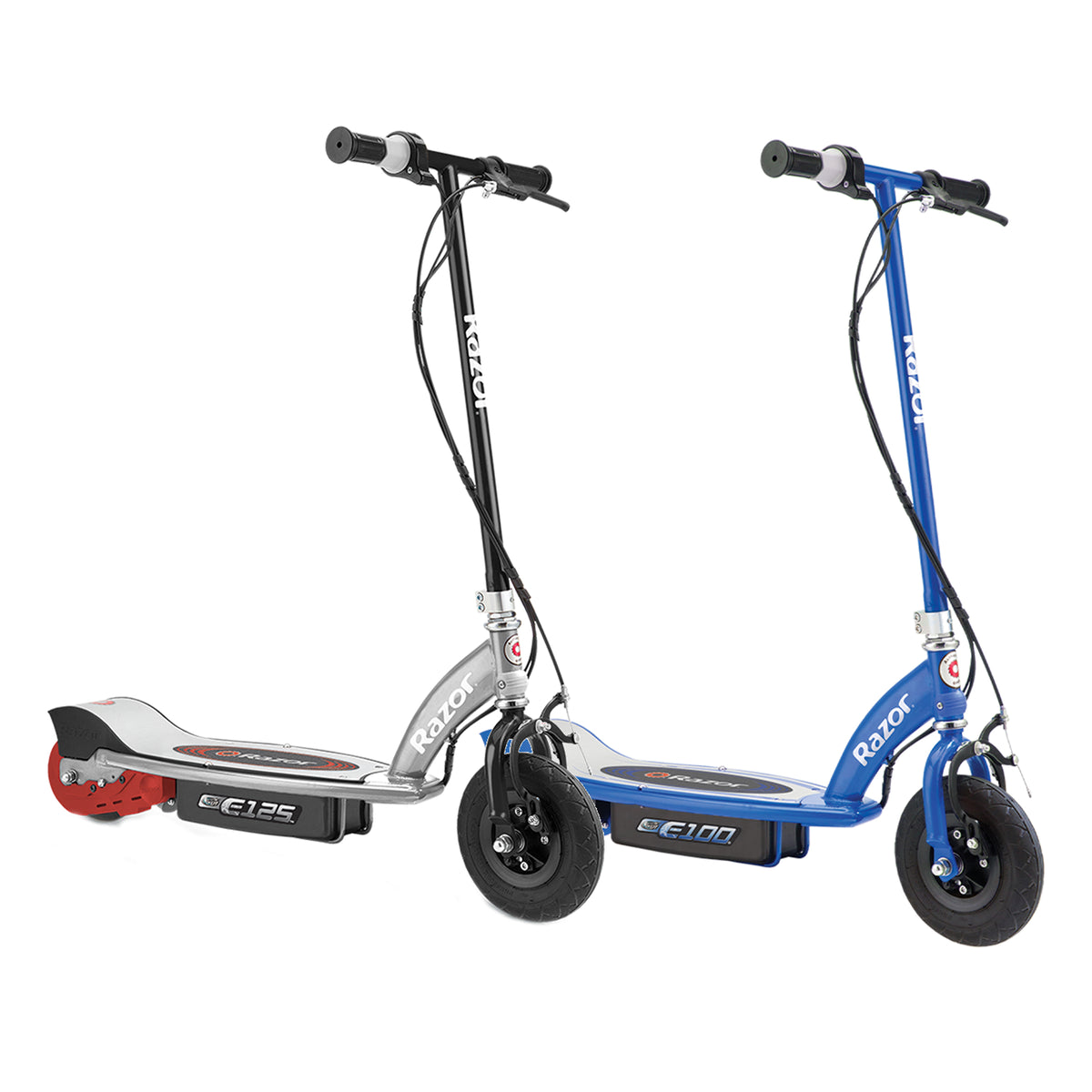Razor Kid Ride On 24V Electric Powered Motor Scooters, Blue E100 & Black E125
