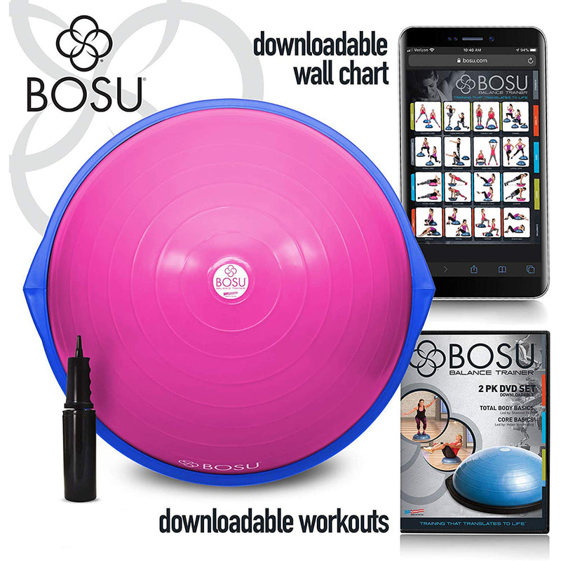Bosu Home Gym The Original Balance Trainer 65 cm Diameter, Pink & Blue (Used)