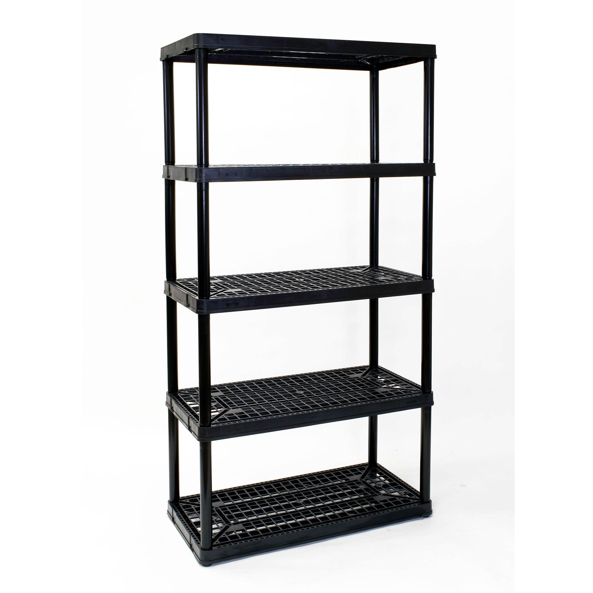 Gracious Living 5 Shelf Tier Shelf and Black Storage Box 20 Gal (7 Pack) - VMInnovations