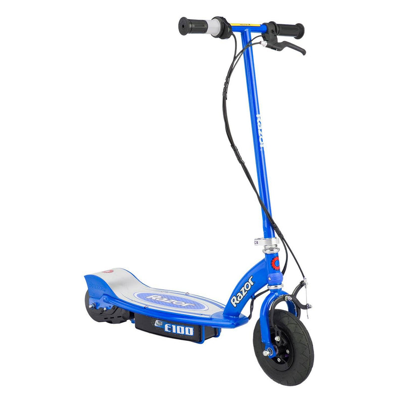 Razor E100 Motorized Rechargeable Kids Toy Electric Scooters, 1 Black & 1 Blue