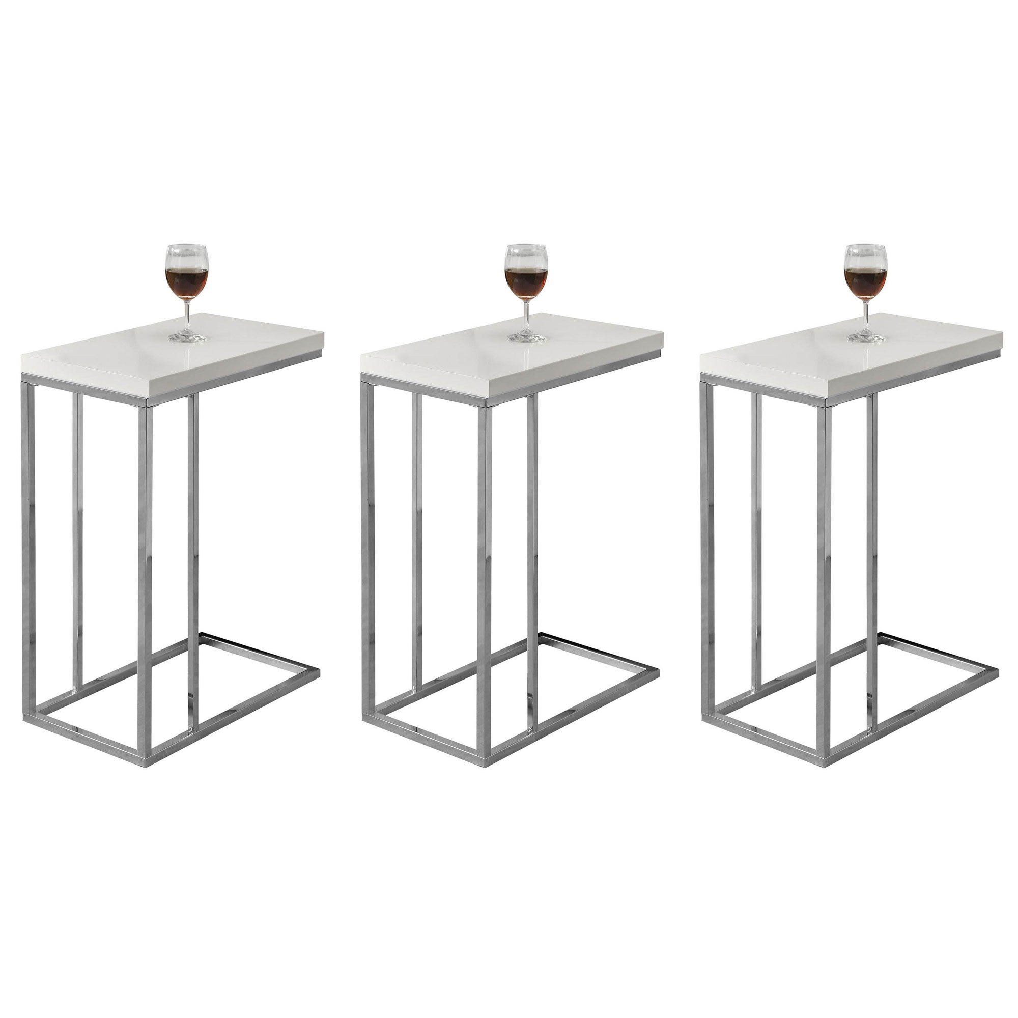Monarch Specialties Contemporary Accent Rectangular Side Table, White (3 Pack)