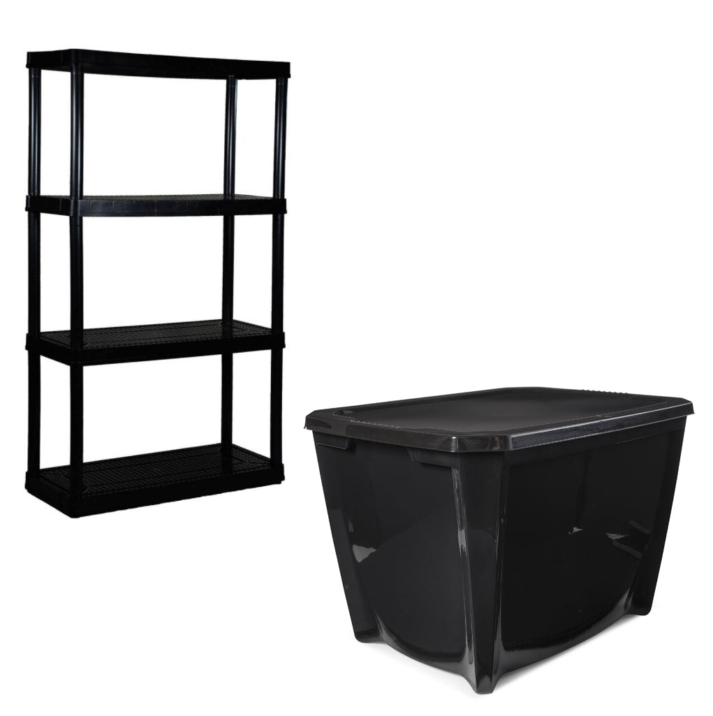 Gracious Living 4 Shelf Tier (2 Pack), Life Story Storage Box, 20 Gal (14 Pack) - VMInnovations