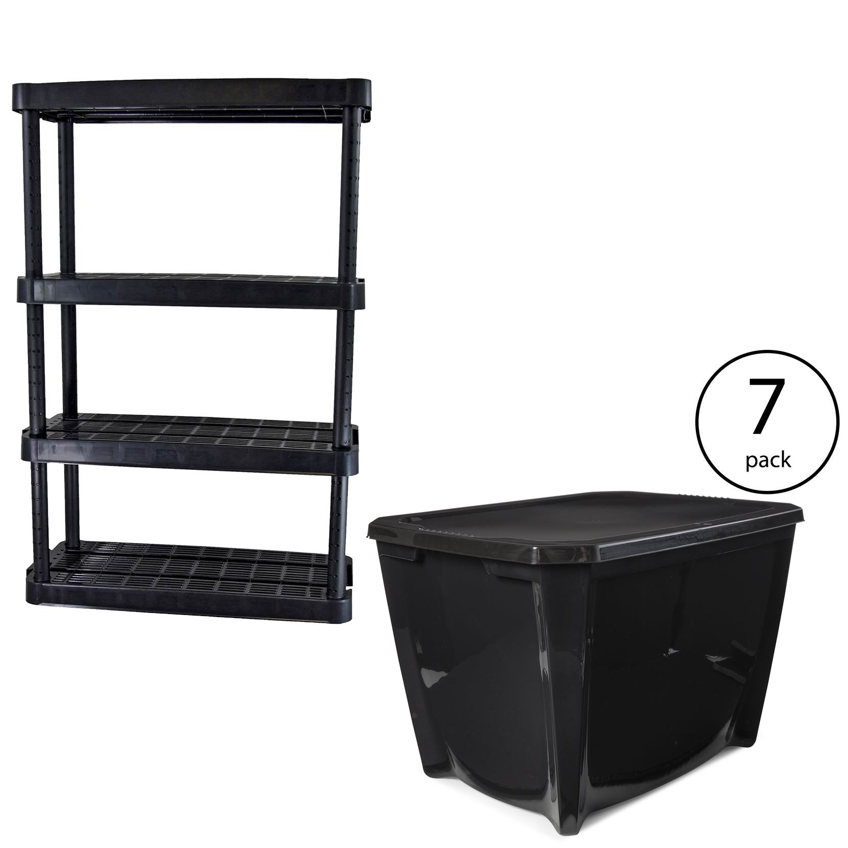 Gracious Living Wide Shelves, BlackLife Story Storage Box, 20 Gal (7 Pack) - VMInnovations