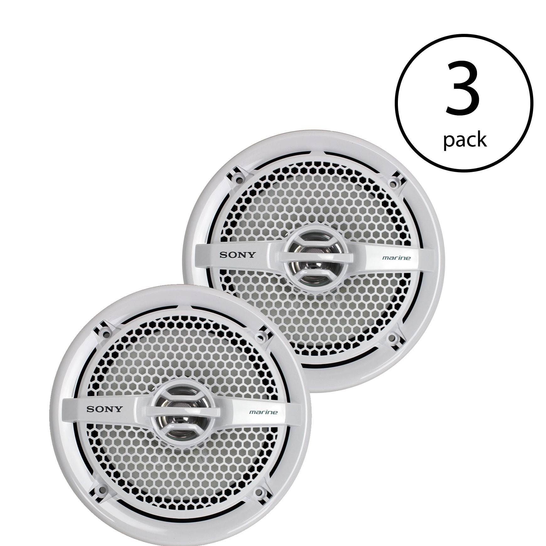 Sony XS-MP1611 6.5" 140 Watt Dual Cone Marine Speakers Stereo, Pair (3 Pack) - VMInnovations