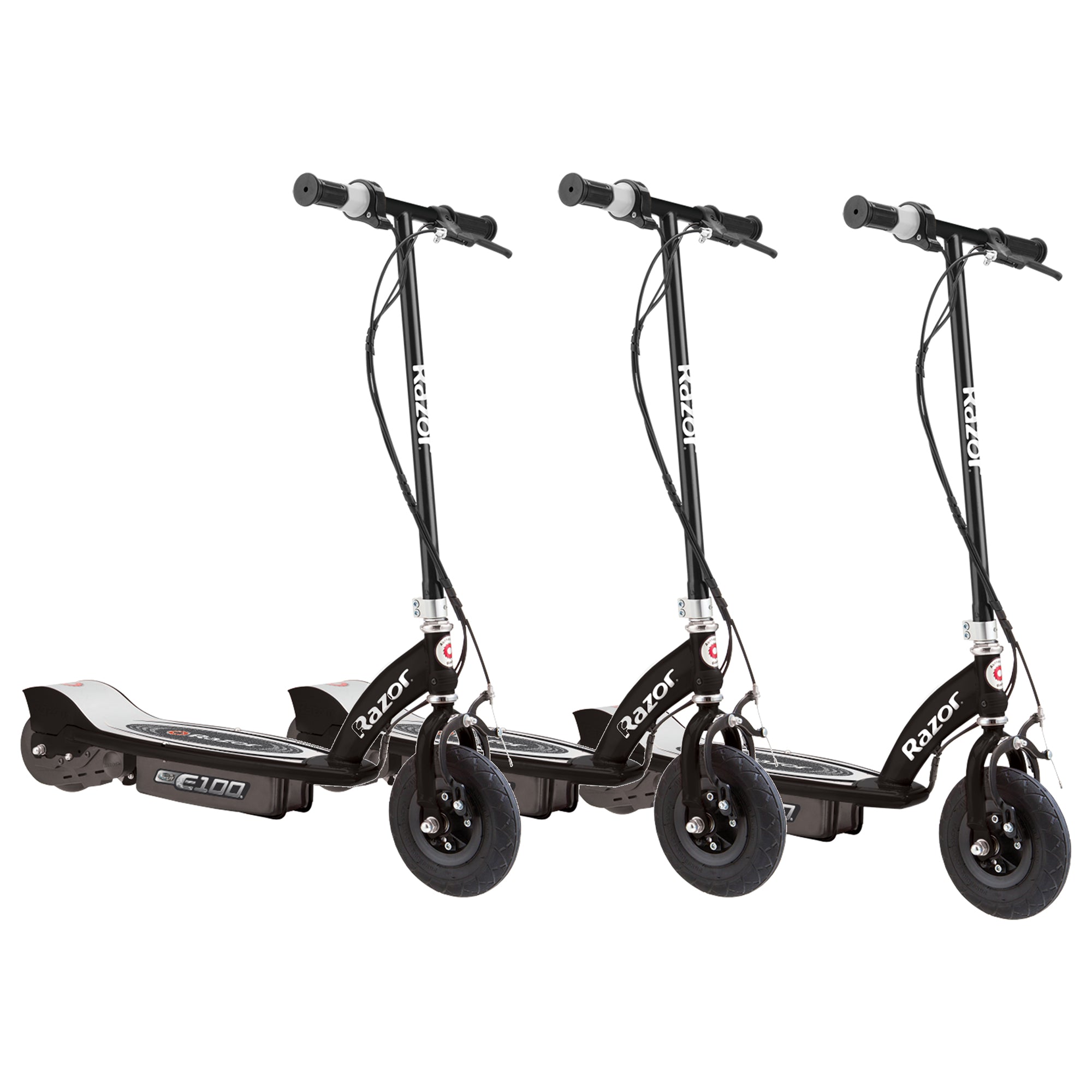 Razor E100 Kids Ride On 24V Motorized Electric Powered Scooters, Black (3 Pack) - VMInnovations