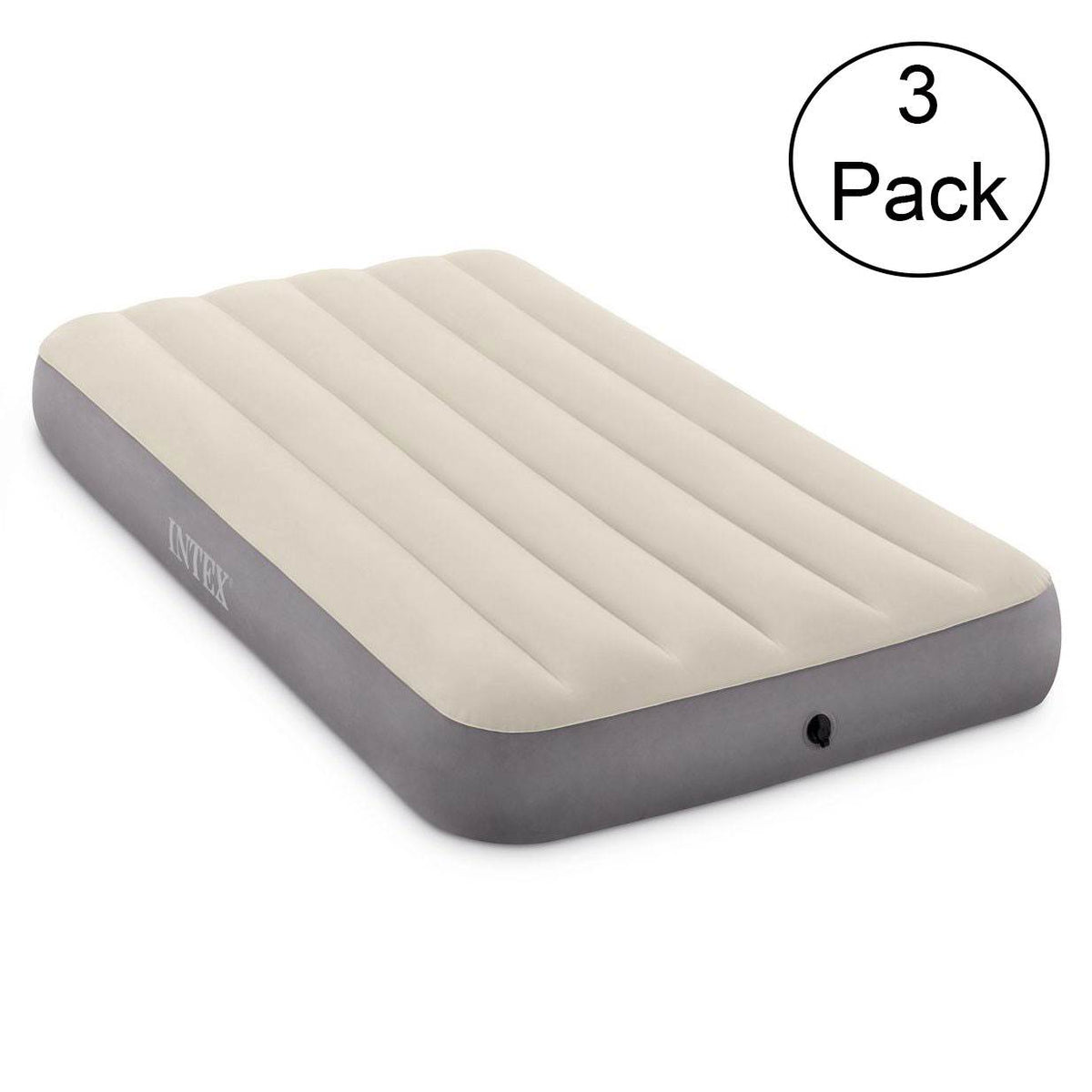 Intex 64707E Twin Deluxe Dura Beam Single High Fibertech Air Mattress (3 Pack)