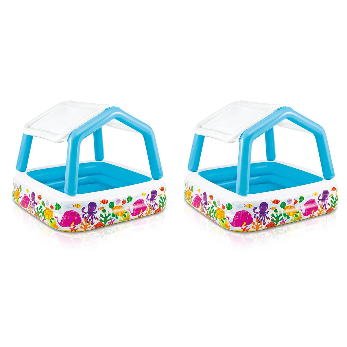 Intex 5.2ft x 5.2ft x 48in Inflatable Ocean Scene Sun Shade Kids Pool (2 Pack)