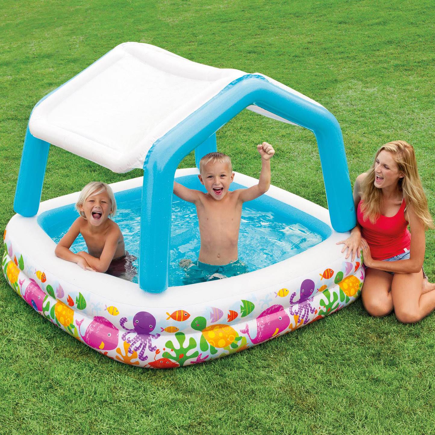 Intex 5.2ft x 5.2ft x 48in Inflatable Ocean Scene Sun Shade Kids Pool (2 Pack)