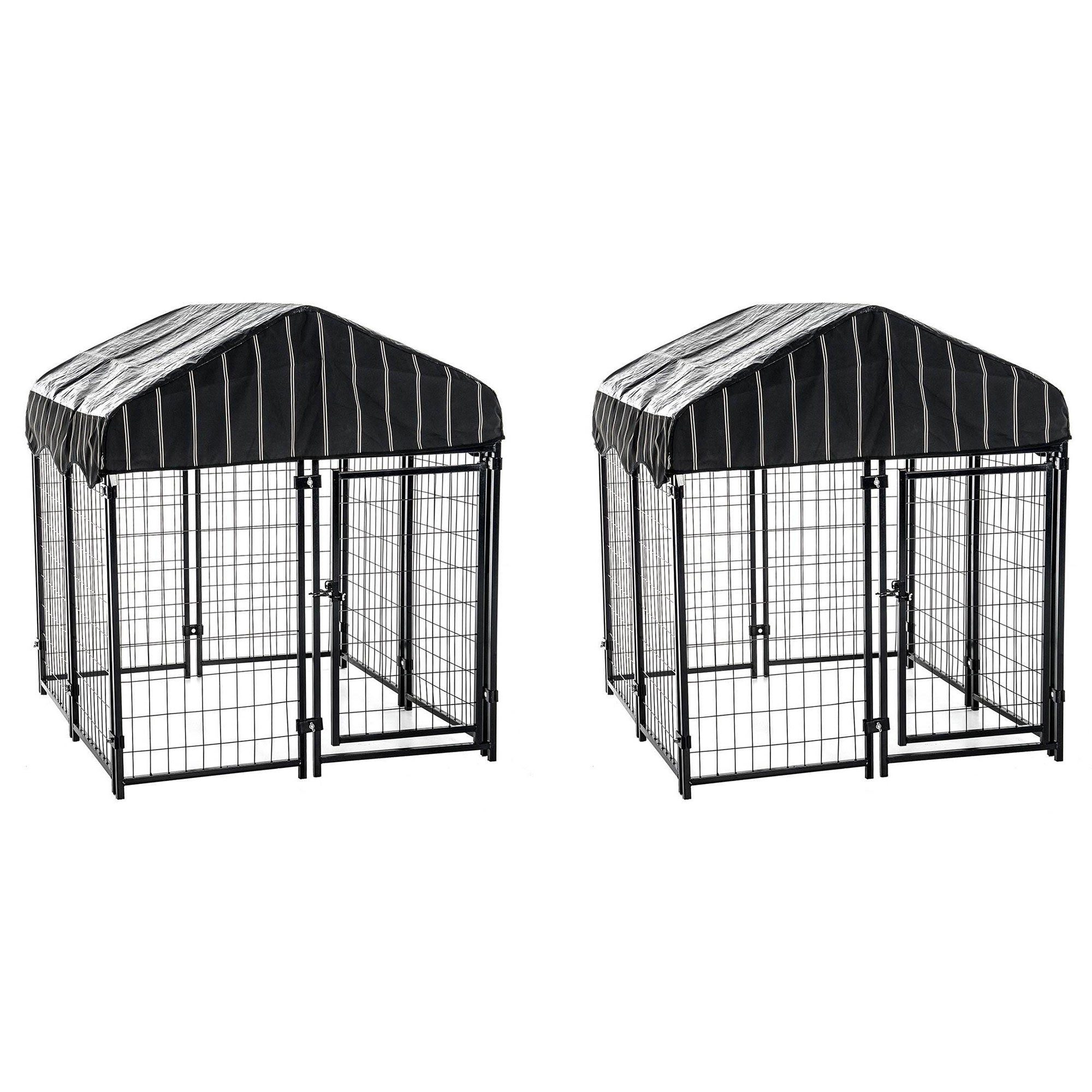 Lucky Dog 4' x 4' x 4.5' Covered Wire Dog Fence Kennel Pet Play Pen (2 Pack) - VMInnovations