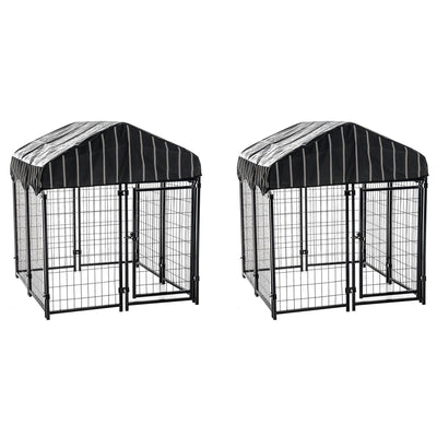 Lucky Dog 4' x 4' x 4.5' Covered Wire Dog Fence Kennel Pet Play Pen (2 Pack)