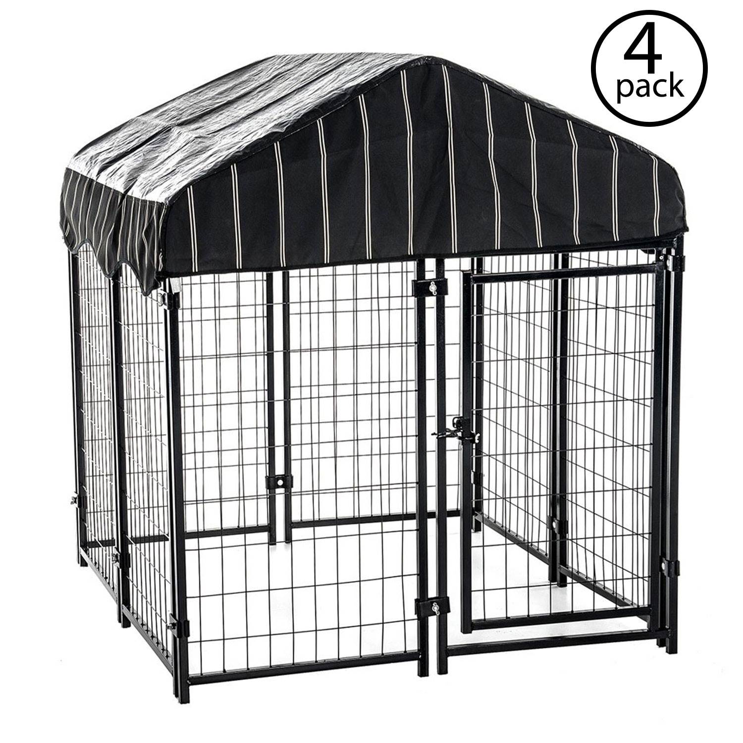 Lucky Dog 4' x 4' x 4.5' Covered Wire Dog Fence Kennel Pet Play Pen (4 Pack) - VMInnovations