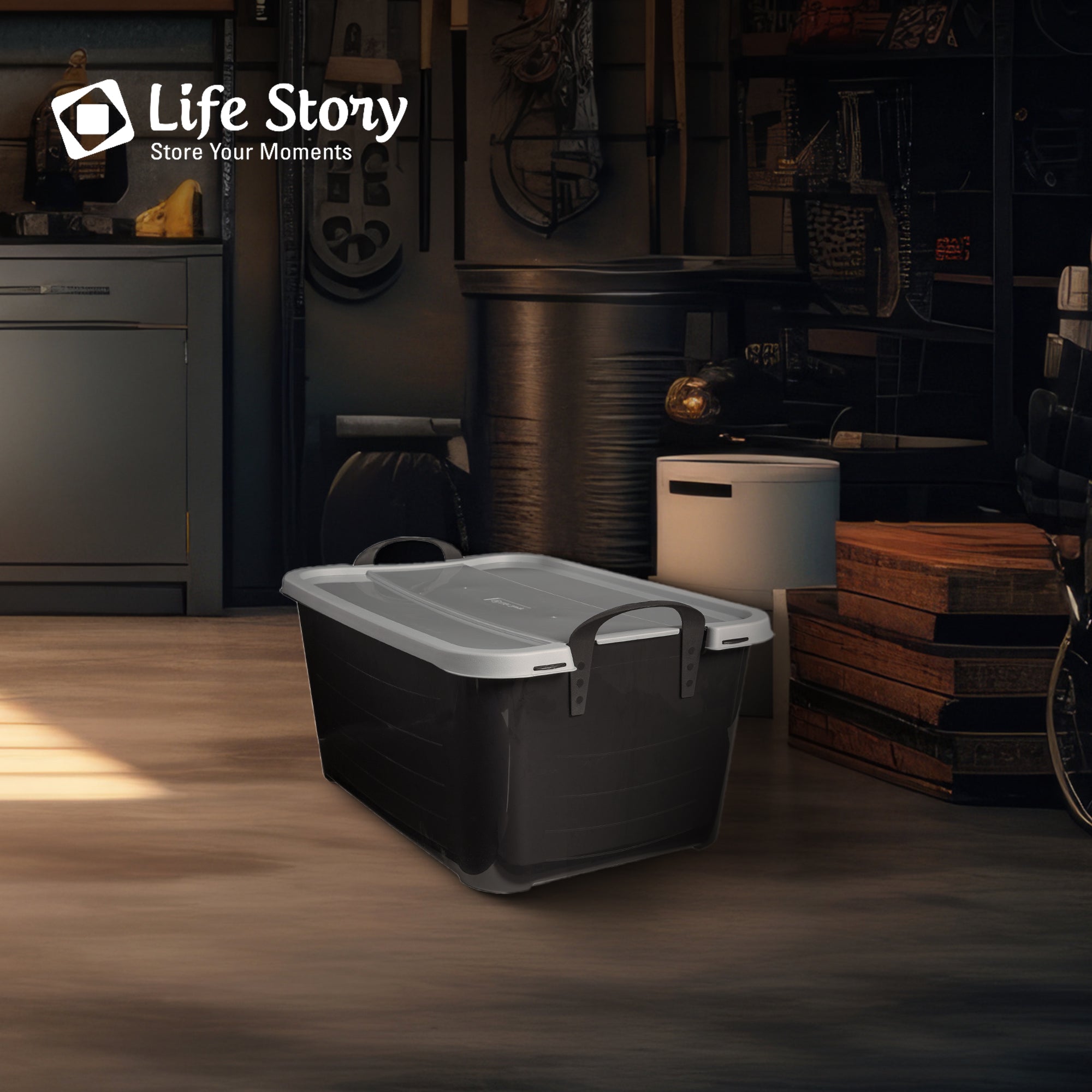 Life Story 55 Quart Stackable Storage Bin, Heavy Duty Lidded Container, 24 Pack - VMInnovations