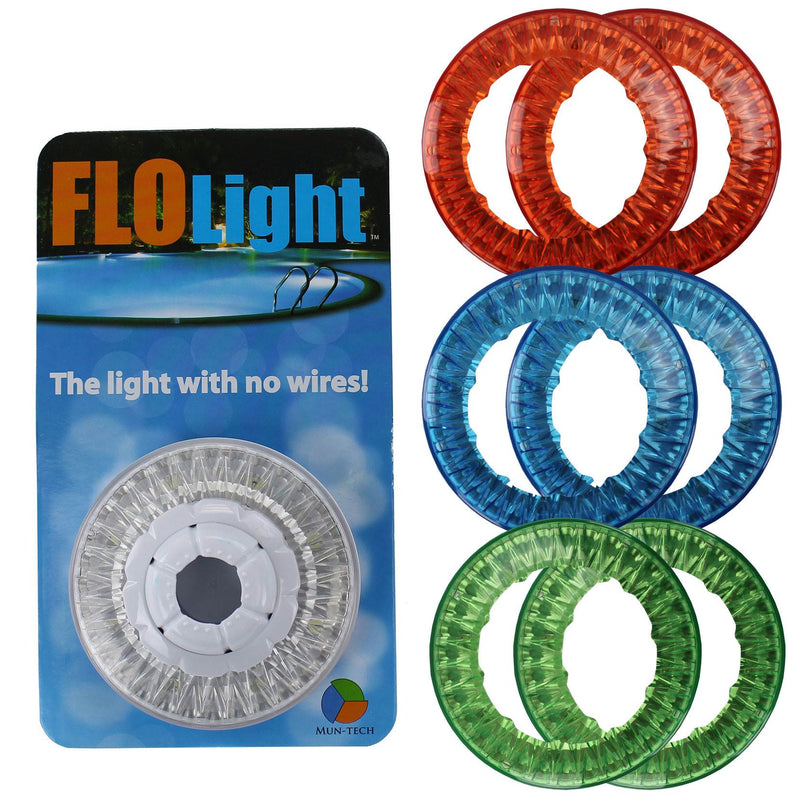 FloLight LED White Wireless Above Ground Swimming Pool Light + 6 Colored Lenses