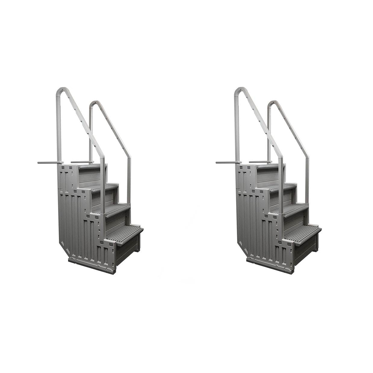 Confer Plastics In-Pool 4 Step Ladder, Above Ground Swimming Pool Stairs(2 Pack)