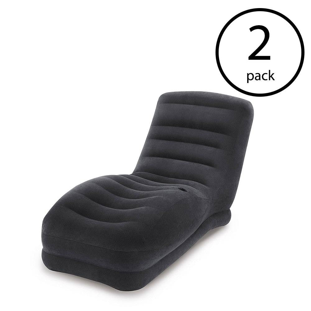 Intex Inflatable Contoured Mega Lounge Chair with Built-In Cup Holder (2 Pack)