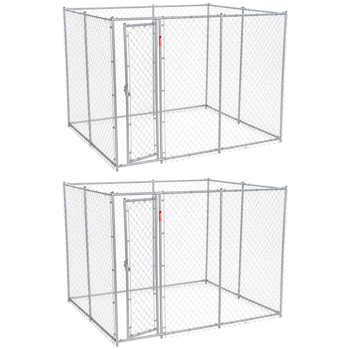 Lucky Dog 10 x 10 Foot Heavy Duty Outdoor Chain Link Dog Kennel w/ Door (2 Pack)
