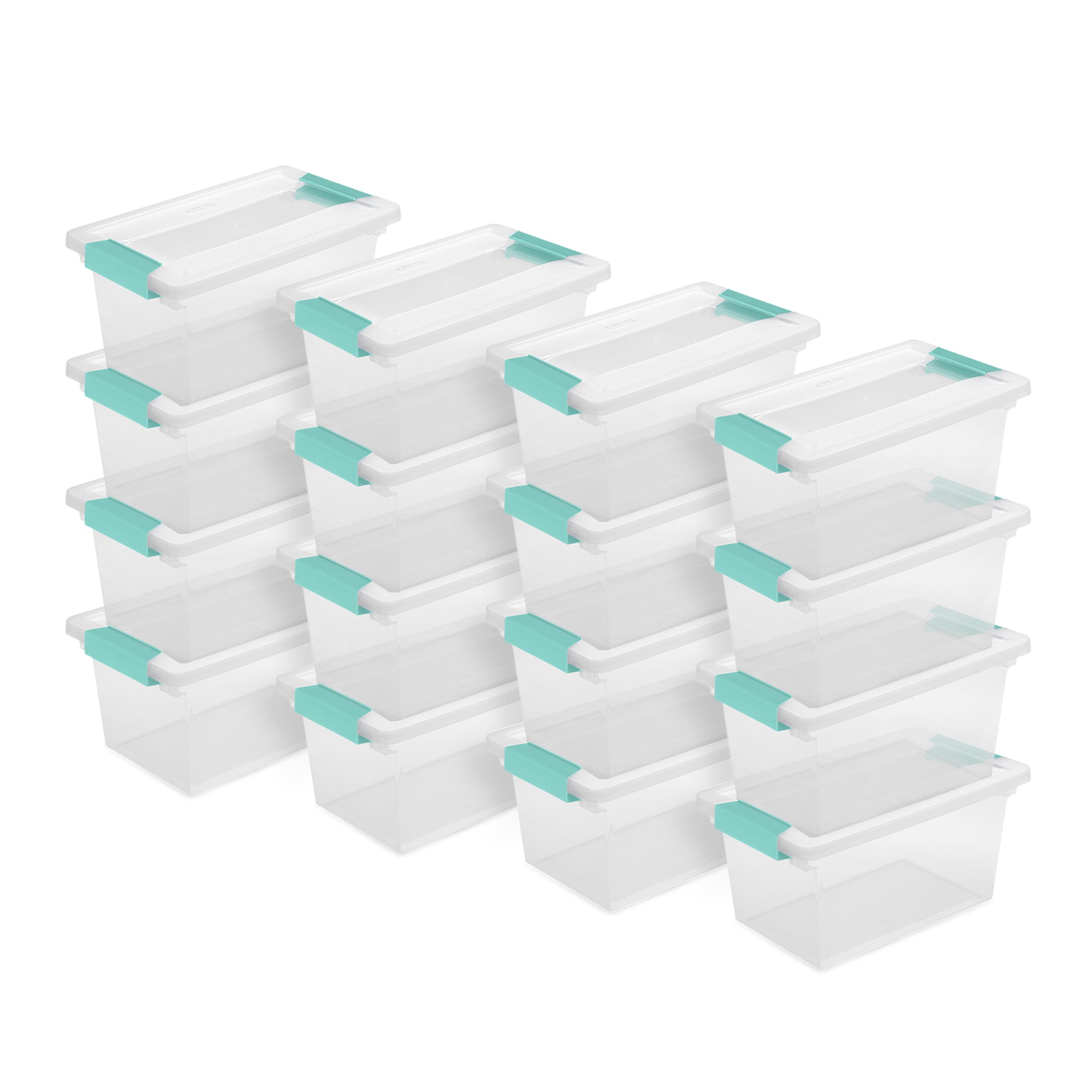 Sterilite Plastic Medium Clip Storage Box Container with Latching Lid, 16 Pack - VMInnovations