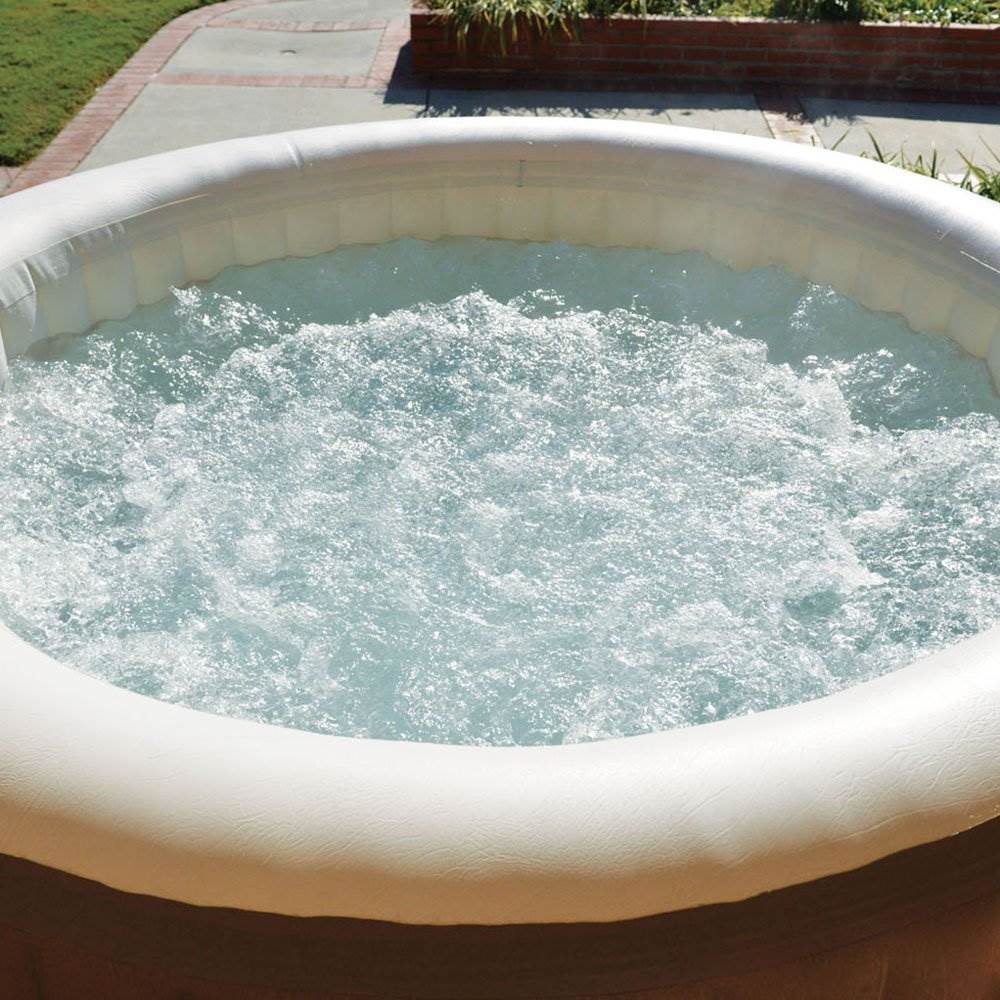 Intex PureSpa 4 Person Inflatable Bubble Jet Spa Portable Hot Tub, Tan (2 Pack)