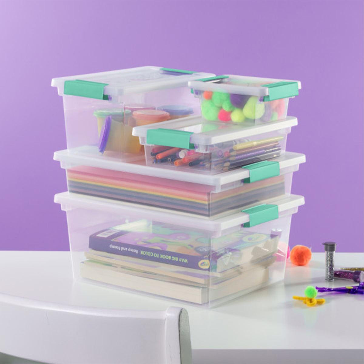 Sterilite Large Clear Plastic Stackable Storage Bin w/ Clear Latch Lid, 36 Pack