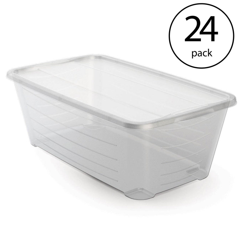 Life Story 6 Qt Rectangular Clear Plastic Protective Storage Shoe Box, 24 Pack