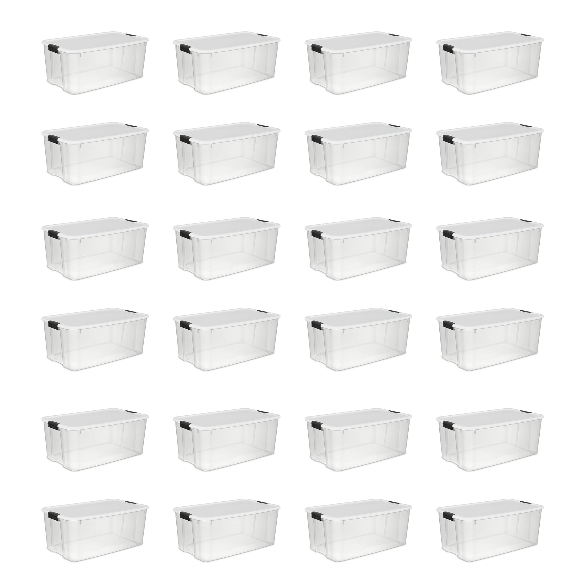 Sterilite 116 Quart Ultra Latching Storage Tote Box Container, Clear (24 Pack)