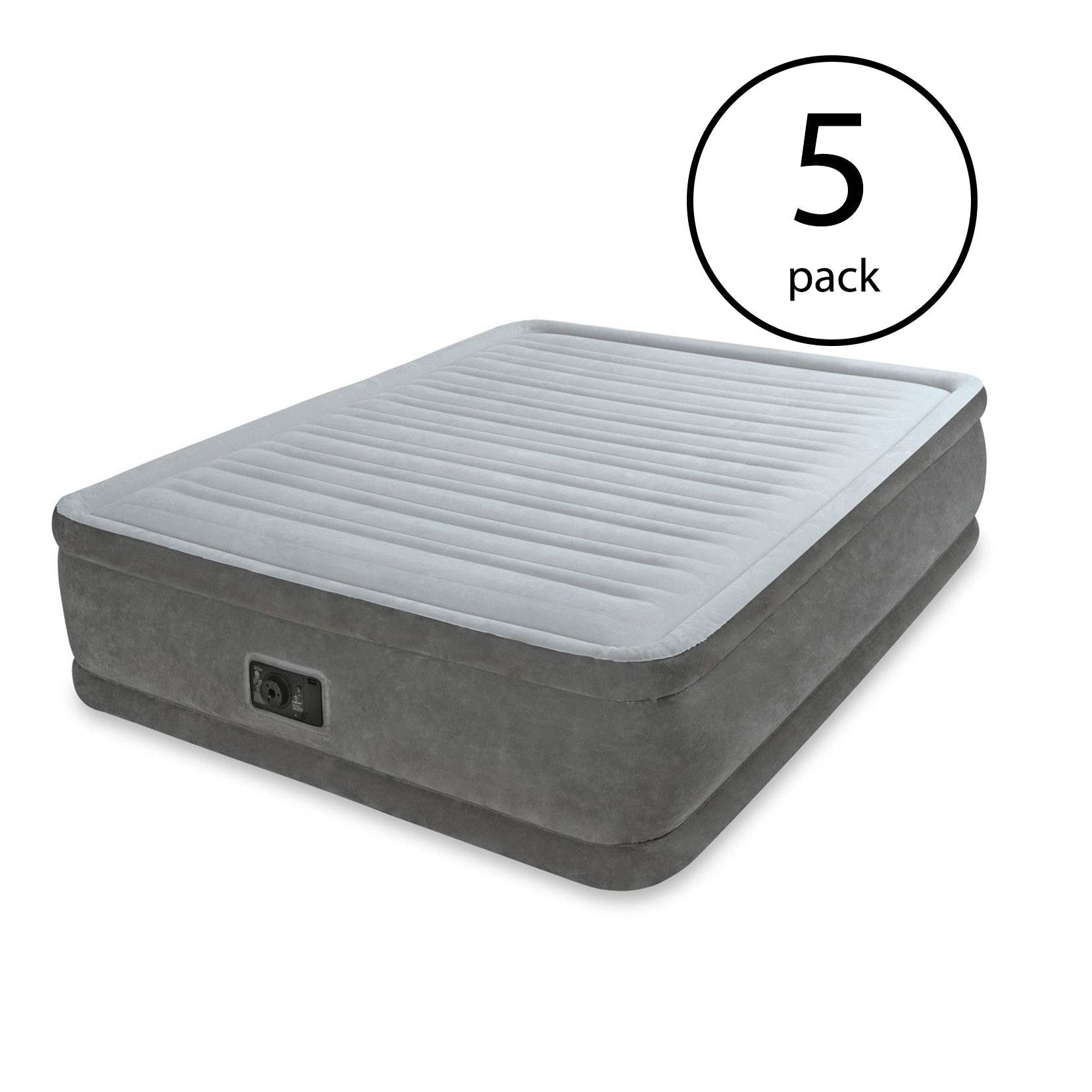 Intex Comfort Plush Elevated Mattress Airbed with Built In Pump, Queen (5 Pack)