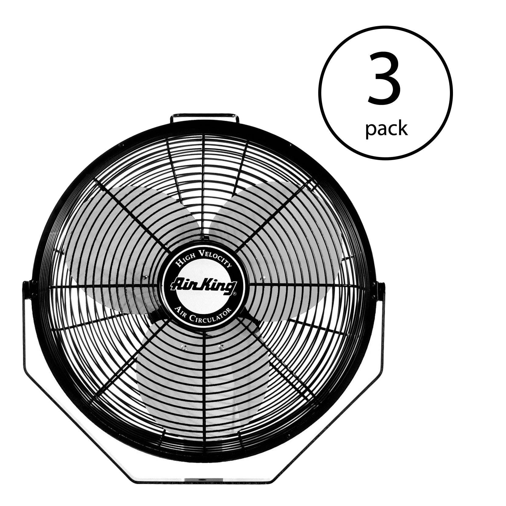 Air King 18 Inch 3-Speed Totally Enclosed Pivoting Head Multi-Mount Fan (3 Pack)