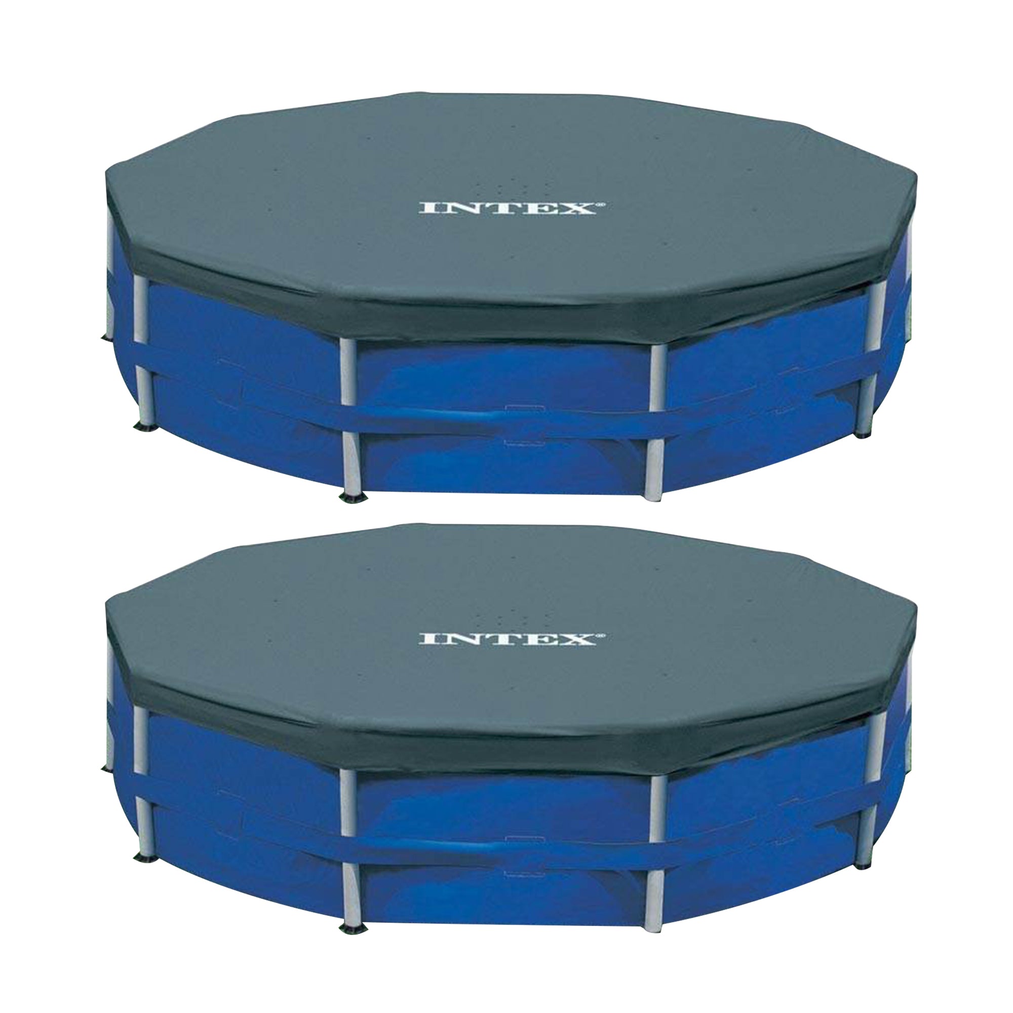 Intex 12 Foot Round Frame Easy Set Above Ground Swimming Pool Cover (2 Pack)