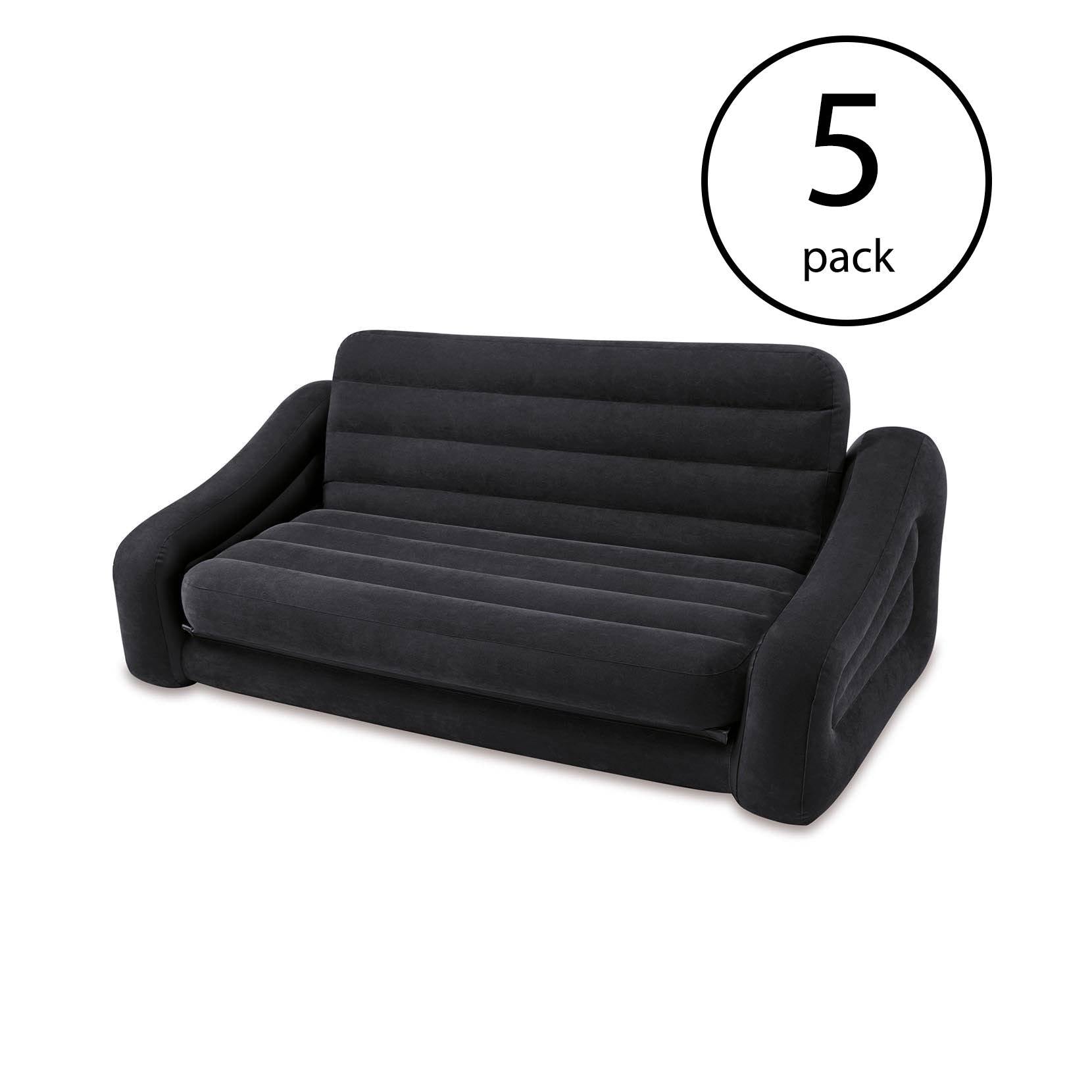 Intex Inflatable Queen Size Pull-Out Futon Sofa Couch Bed, Dark Gray (5 Pack)