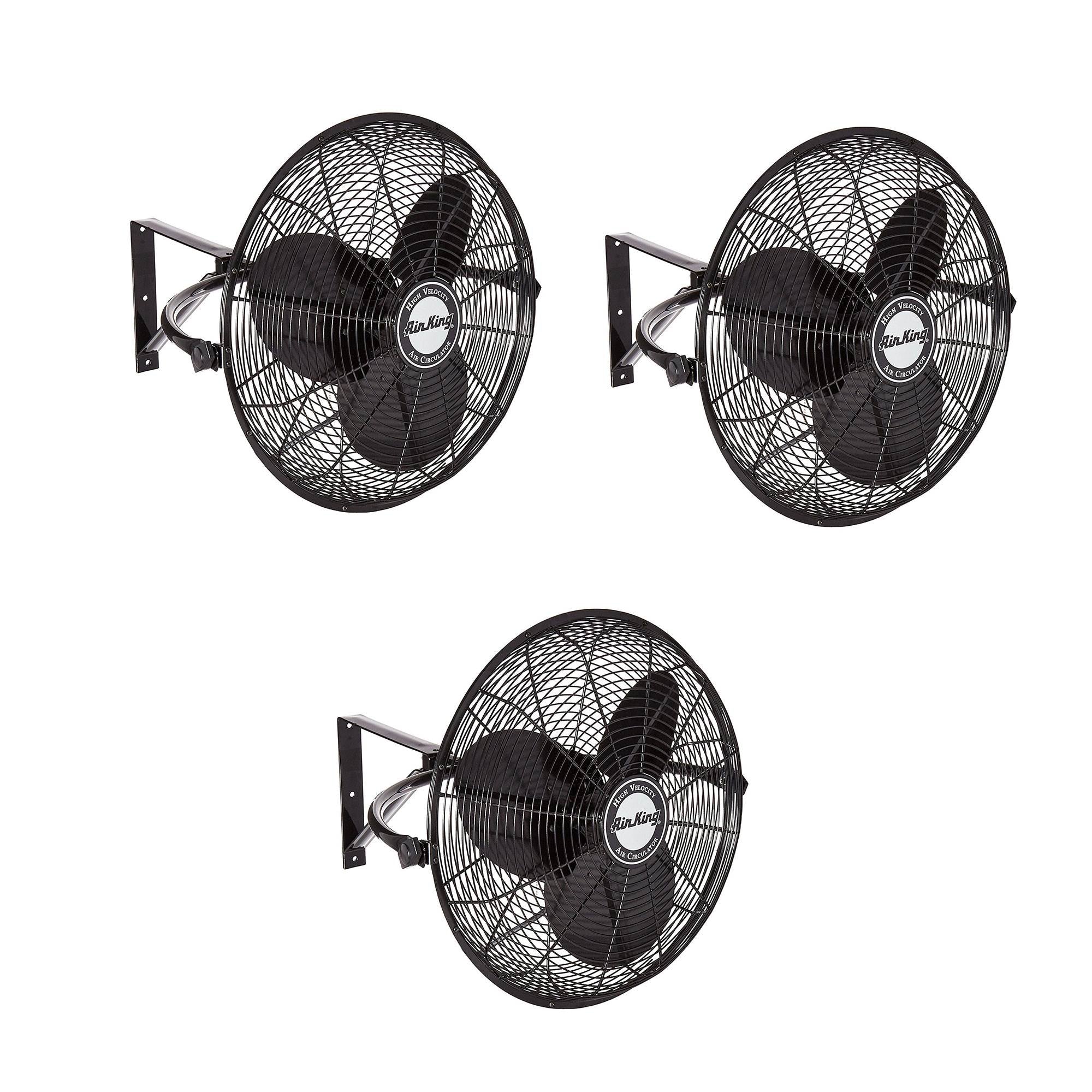Air King 20" 3-Speed Non-Oscillating Totally Enclosed Wall Mount Fan (3 Pack) - VMInnovations