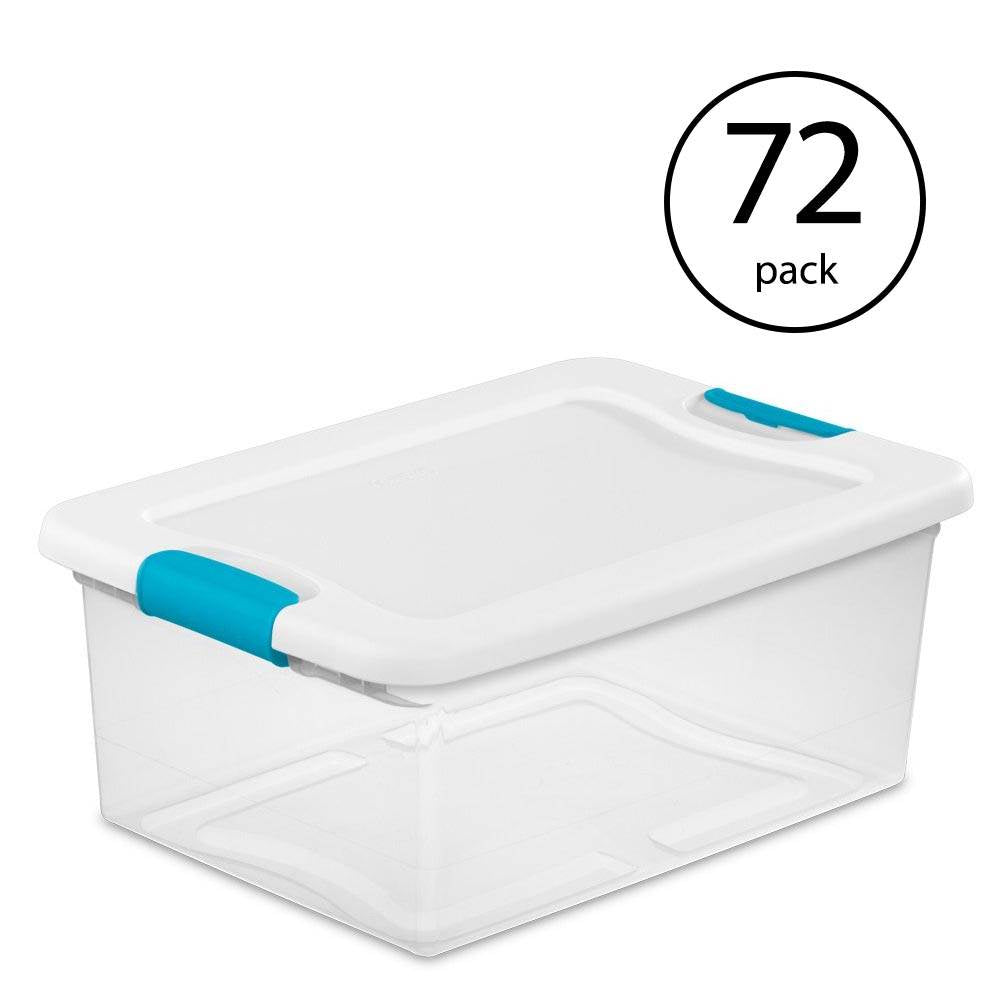 Sterilite 15-Quart Clear Stackable Latching Storage Box Container (72 Pack)