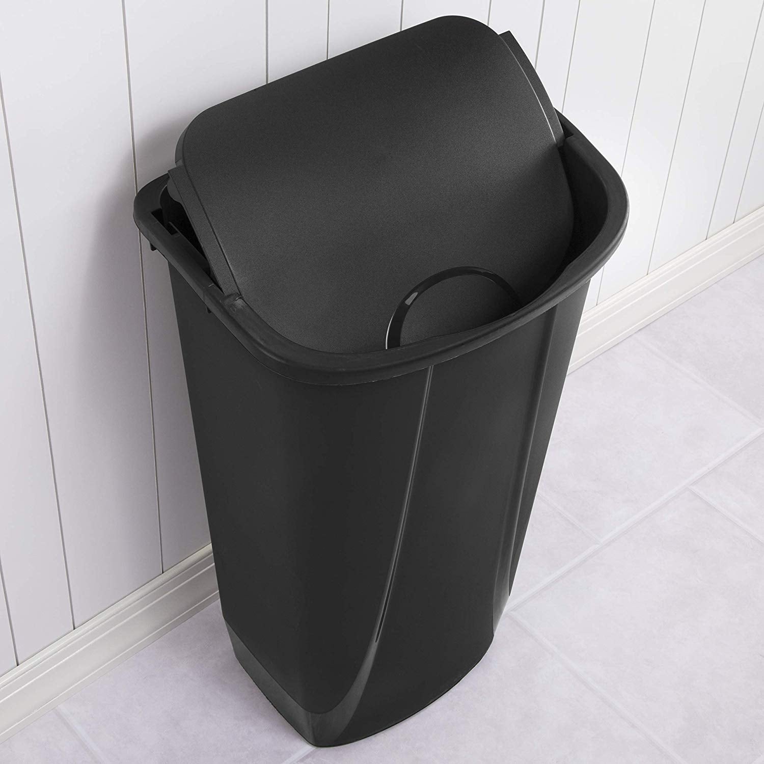 Sterilite 10939006 11 Gallon SwingTop Clean Black Wastebasket Trash Can (6 Pack)