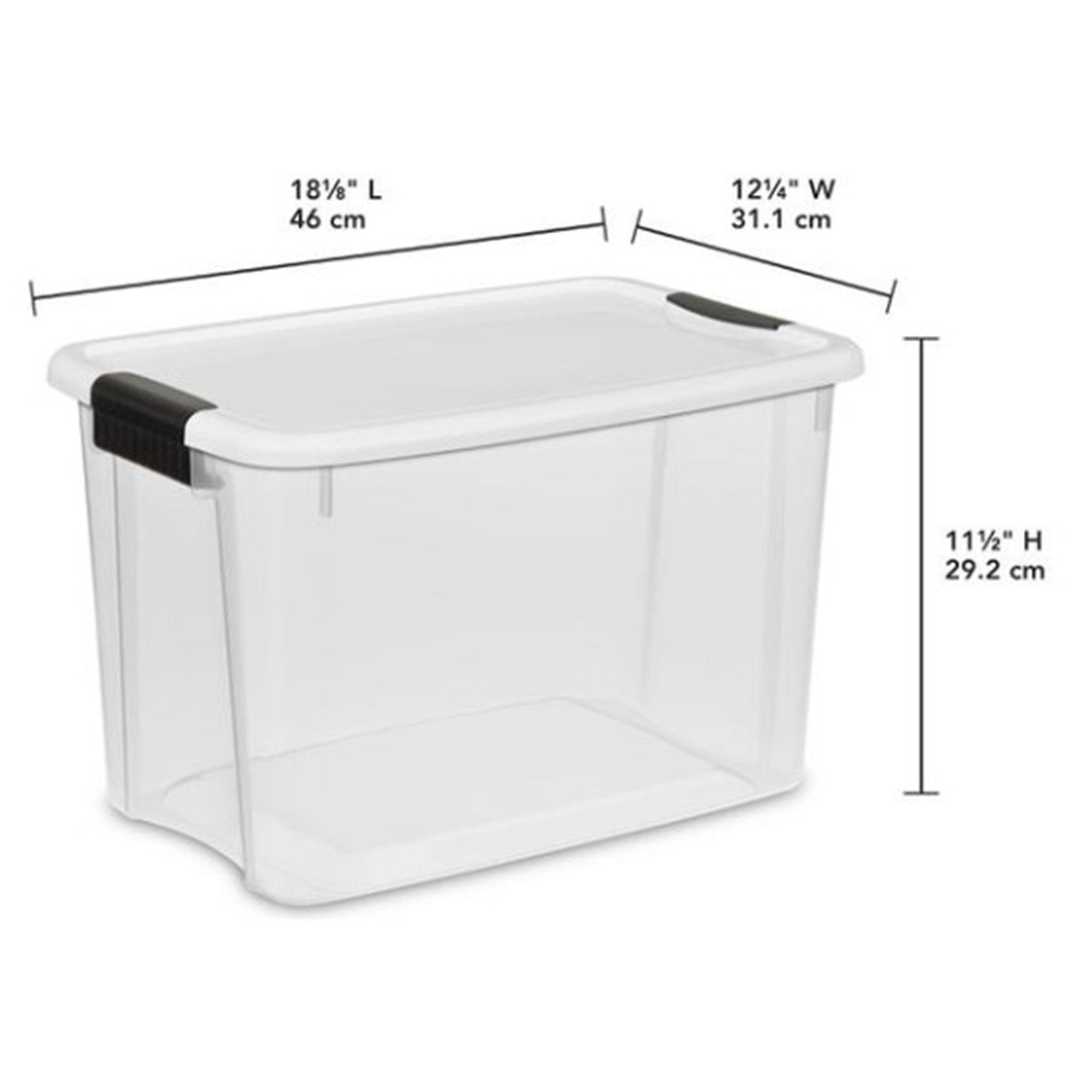 Sterilite 30 Qt Clear Plastic Stackable Storage Bin w/ White Latch Lid, 42 Pack