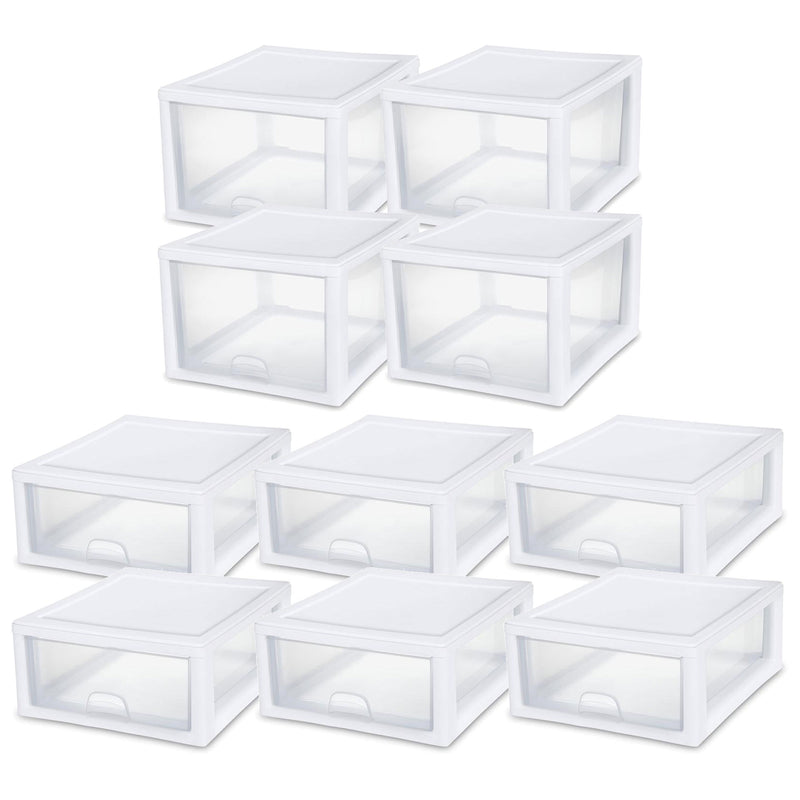 Sterilite 27 Qt (4 Pk) & 16 Qt (6 Pk) Stackable Plastic Storage Drawer Container