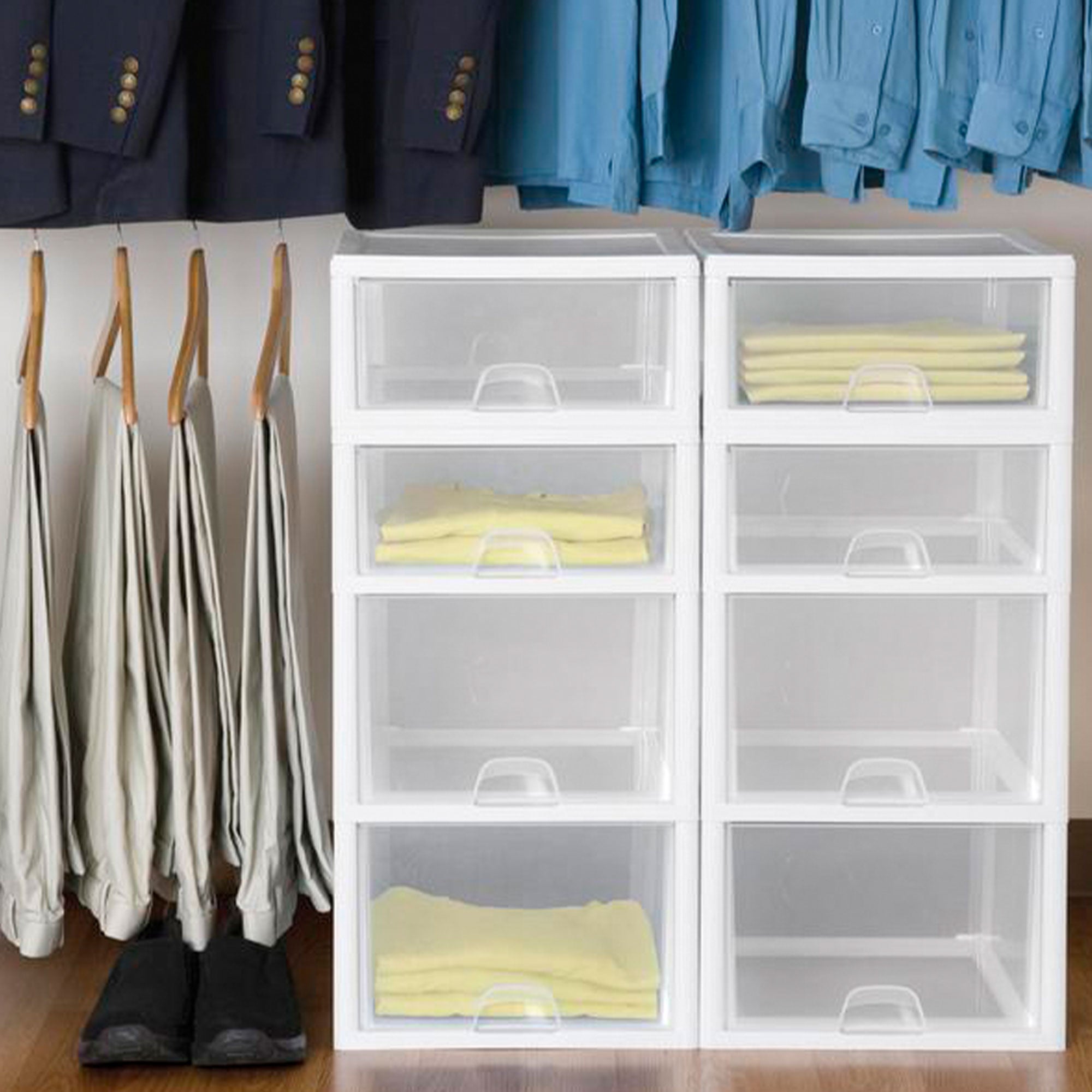 Sterilite 27 Qt (4 Pk) & 16 Qt (6 Pk) Stackable Plastic Storage Drawer Container - VMInnovations