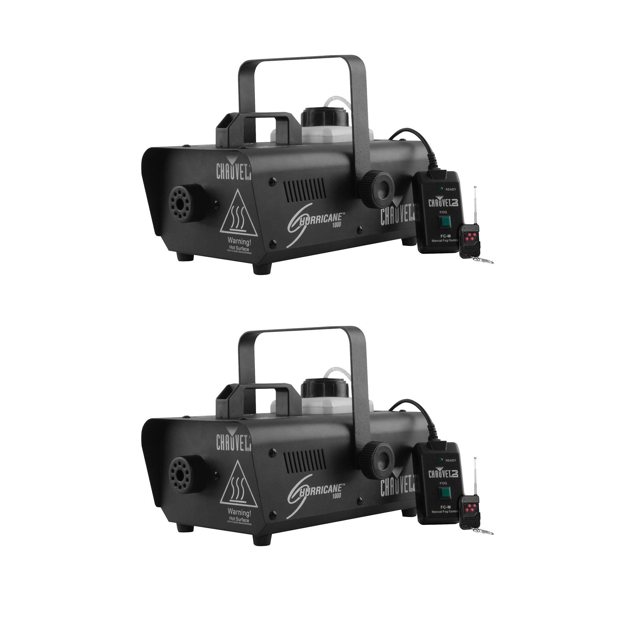 CHAUVET DJ Hurricane 1000 Pro Fog Party Music Smoke Machine with Remote (2 Pack)