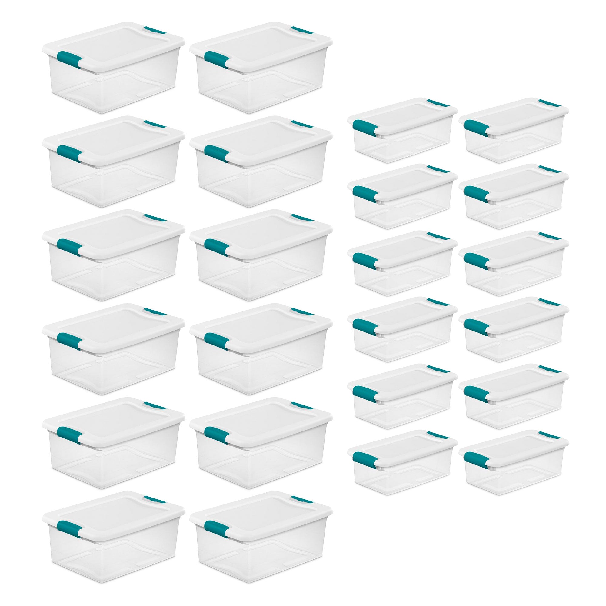 Sterilite 15 Qt Stackable Storage Boxes & 6 Qt Organizing Bins, 12 Pack Each - VMInnovations