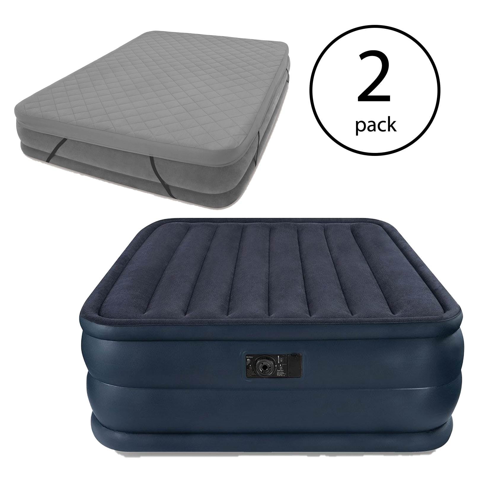 Intex Queen Inflatable Airbed with Built-In Pump and Mattress Cover (2 Pack)
