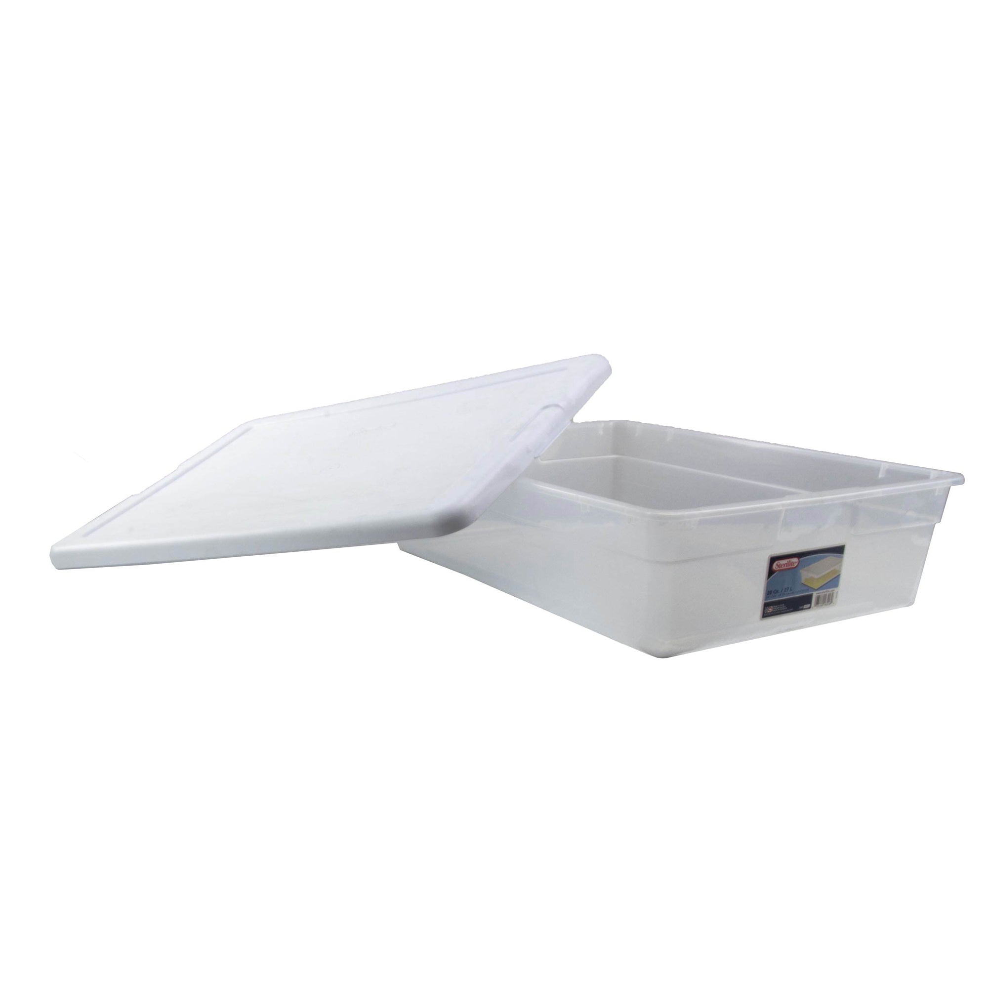 Sterilite 28 Quart Clear Plastic Stacking Storage Container Box w/Lid, 100 Pack