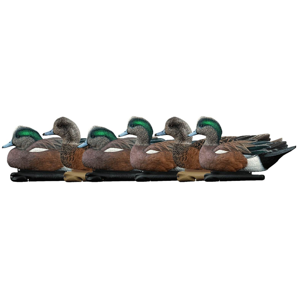 Avian-X Top Flight Wigeon Hunting Durable Duck Floater Decoys, Brown (6 Pack)