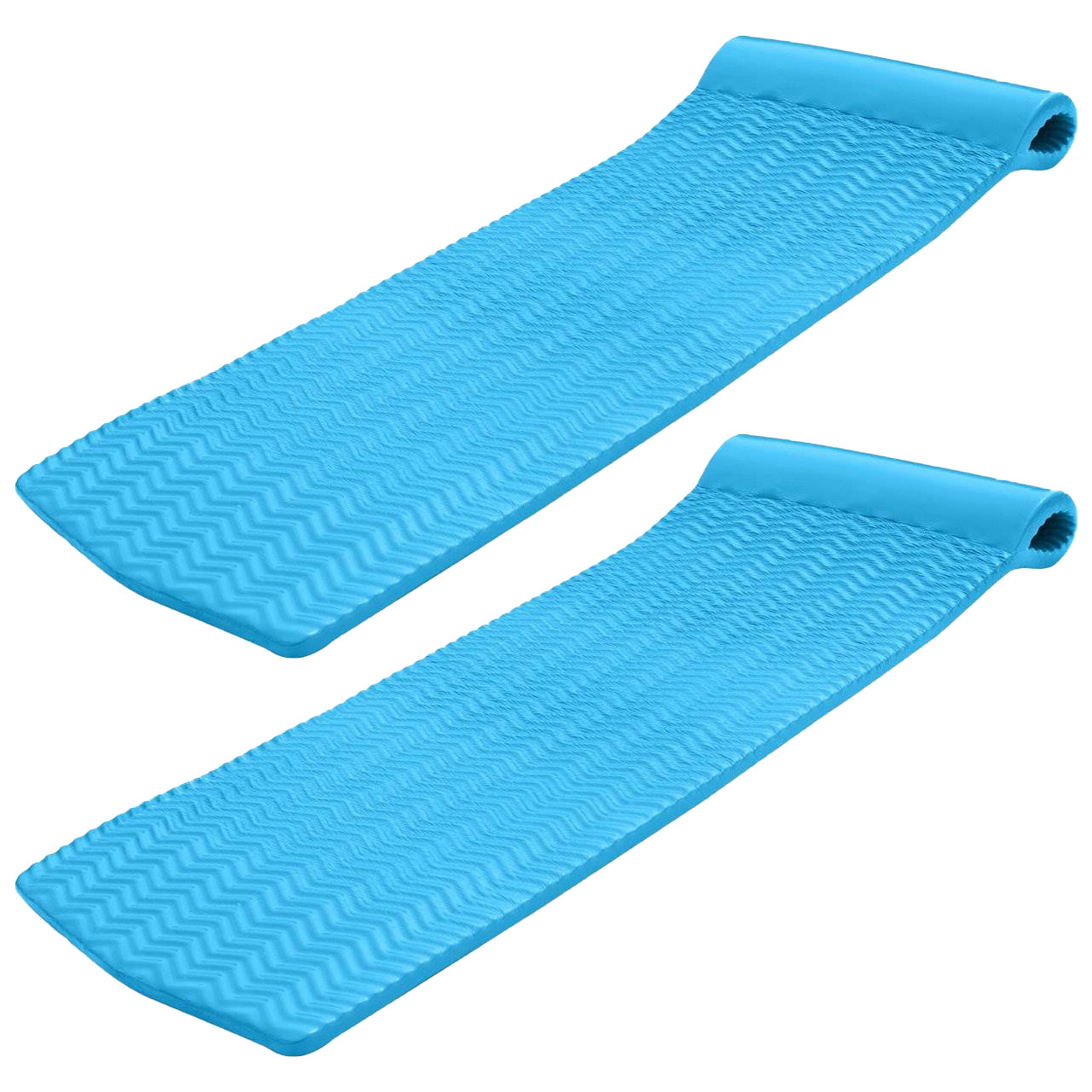 TRC Recreation Serenity 70 In. Foam Mat Lounger Pool Float, Marina Blue (2 Pack) - VMInnovations