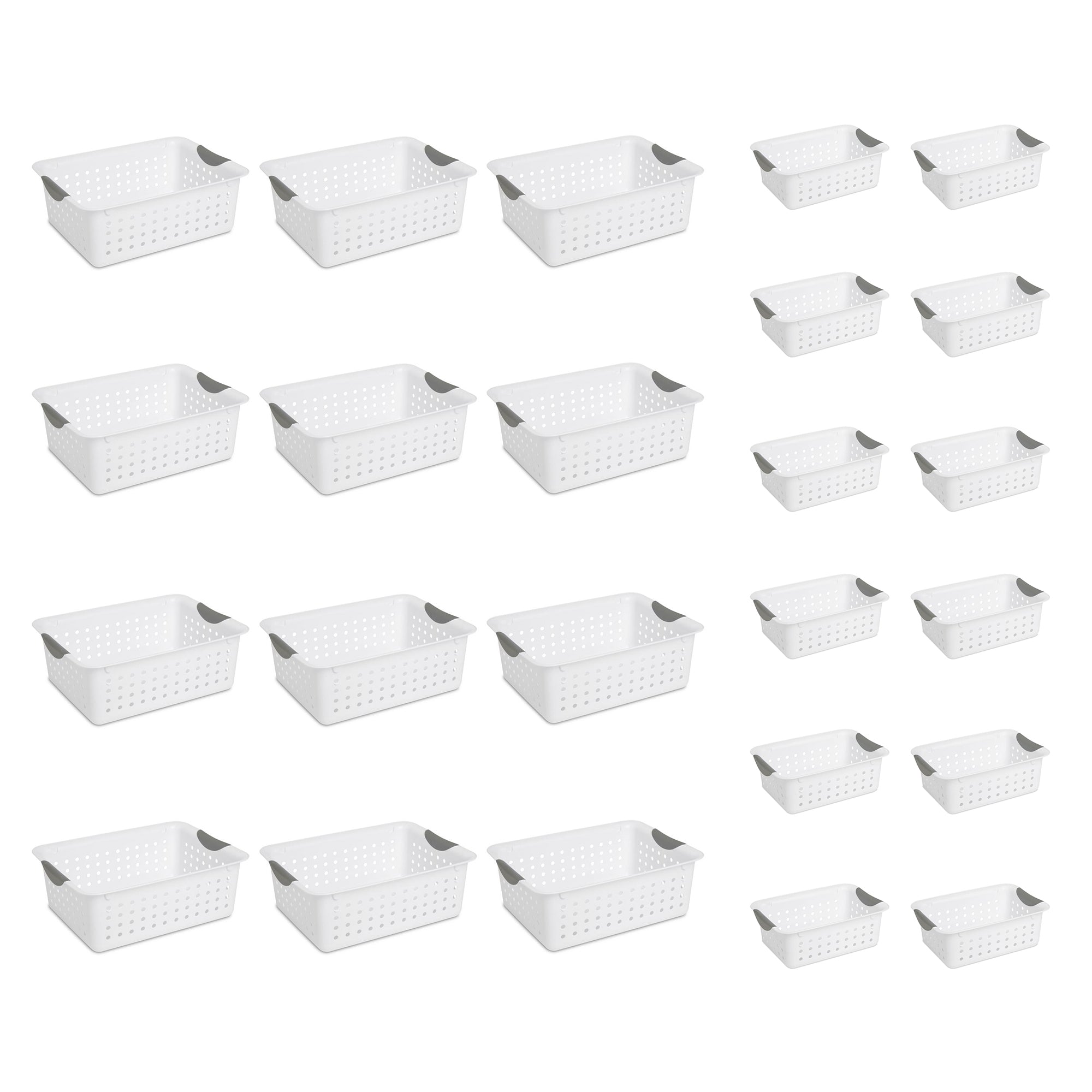 Sterilite Medium & Small Ultra Plastic Storage Bin Organizer Basket (12 Pack) - VMInnovations
