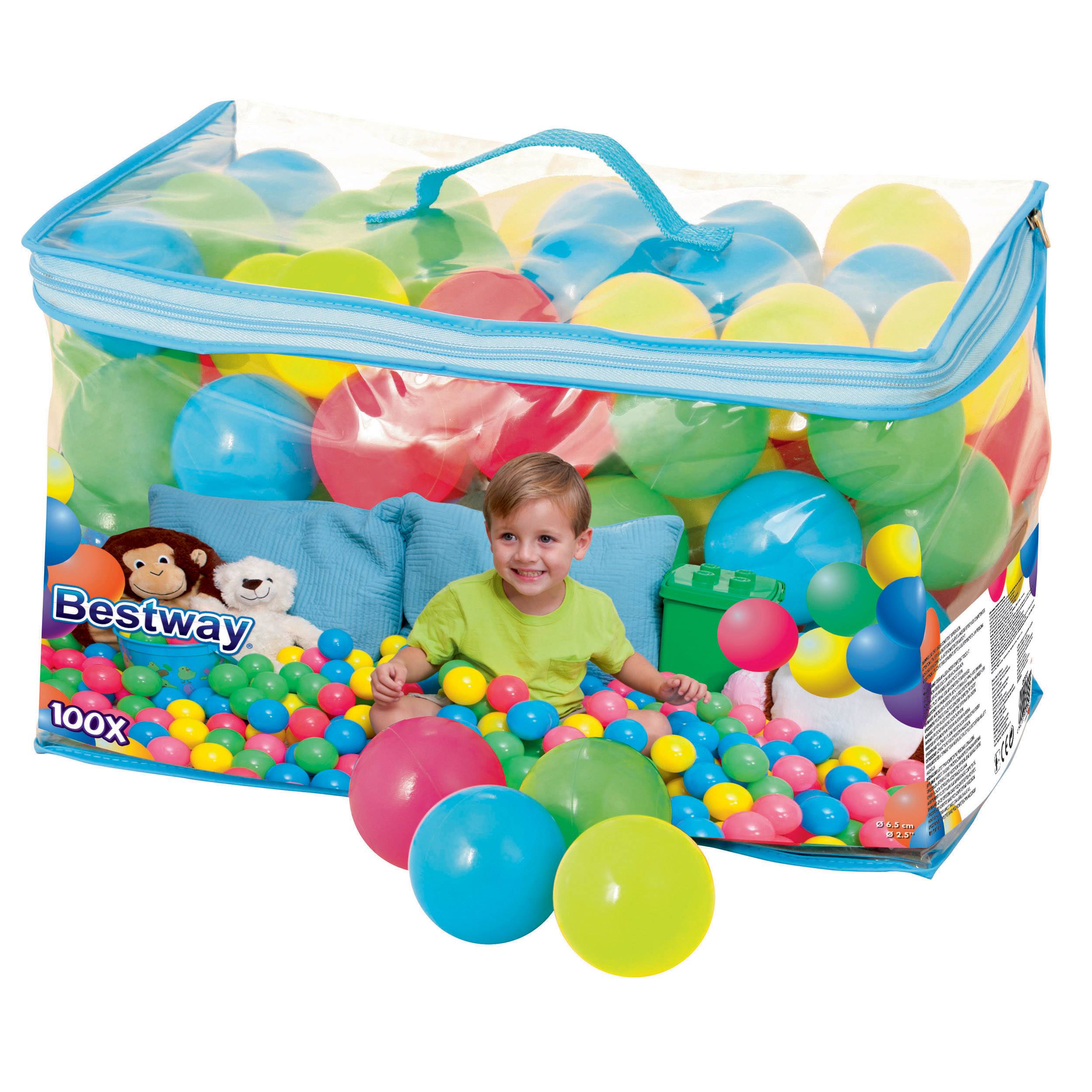 Bestway 93510E Plastic Play Balls for Kids 12 Months to 5 Years Old (200 Count)