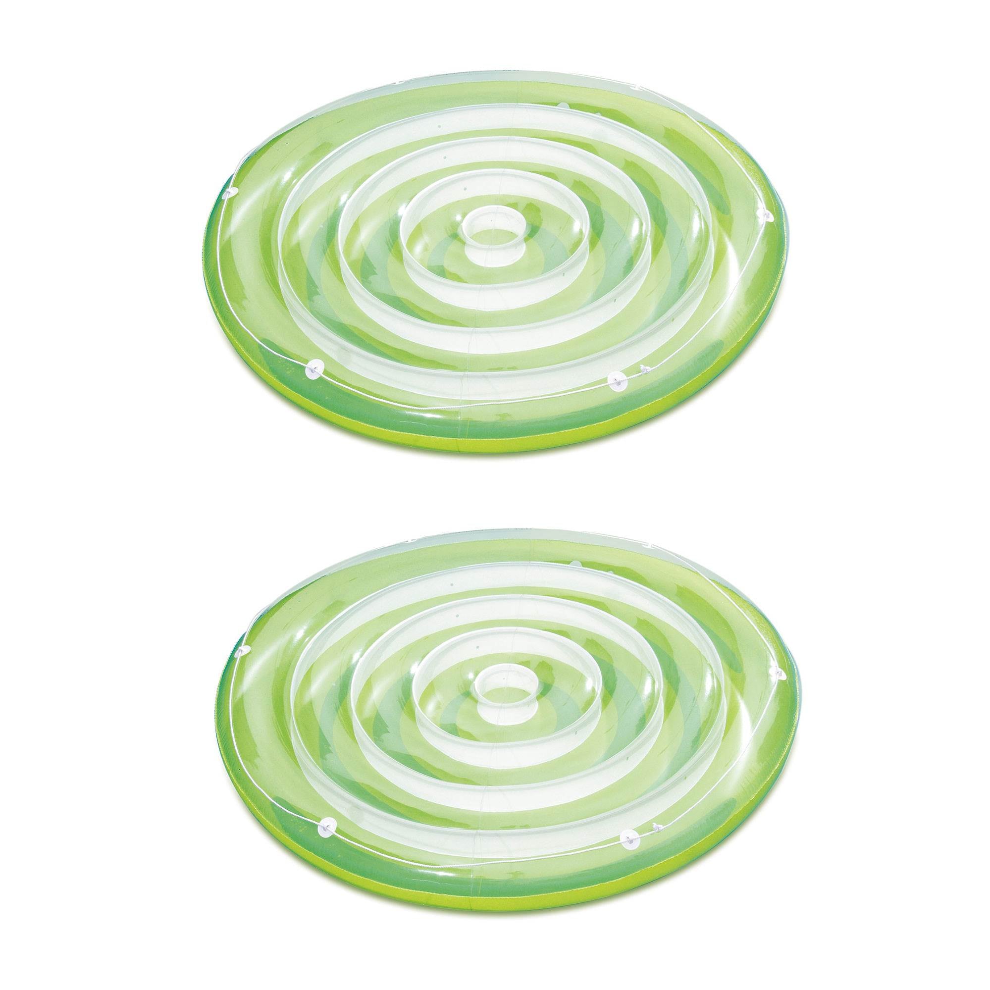 Summer Waves Inflatable Splash Island Swirl Ring Pool Tube Float, Green (2 Pack)