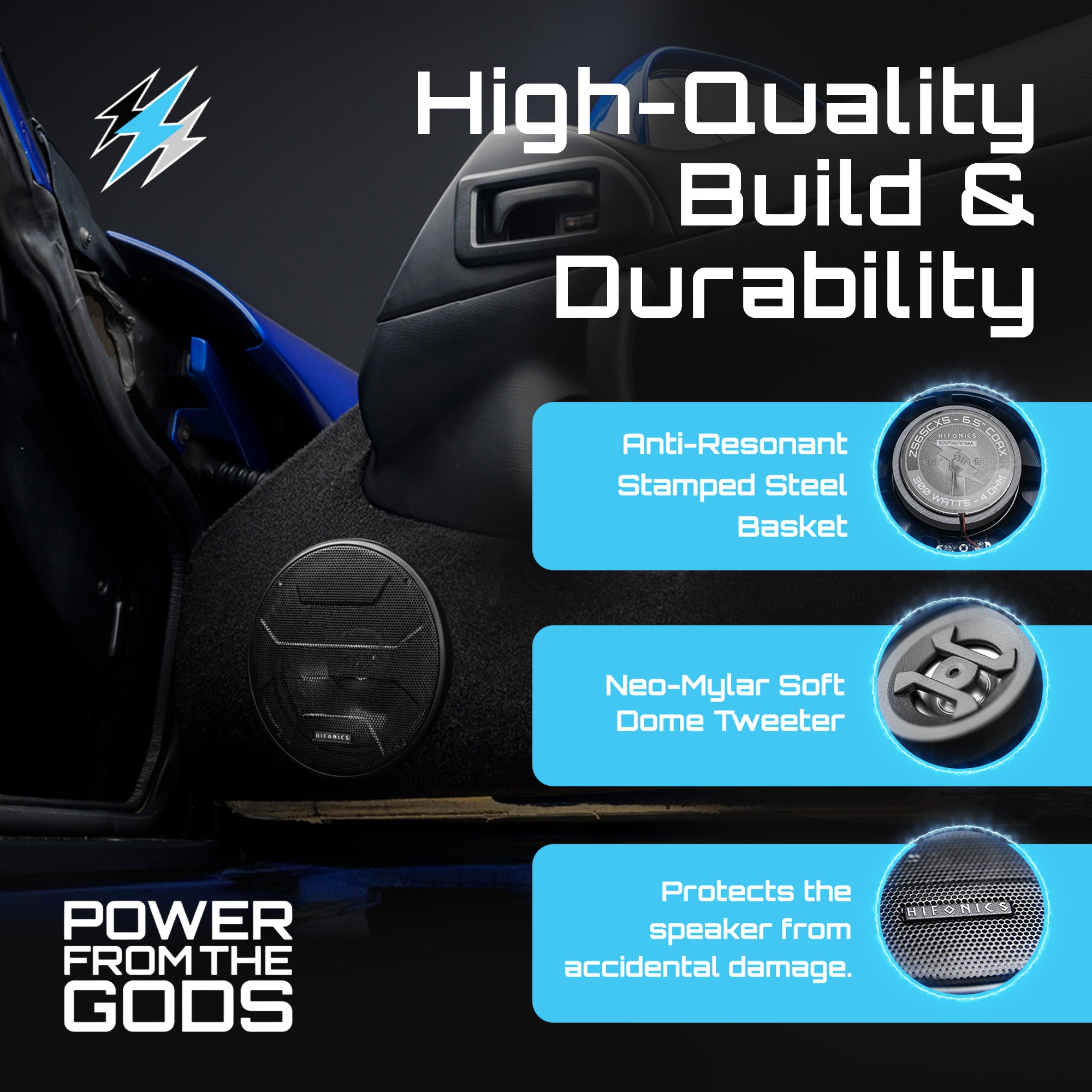 Hifonics Zeus ZS65CXS 6.5 Inch 3 Way 300W Shallow Coaxial Speakers, 2 Pack