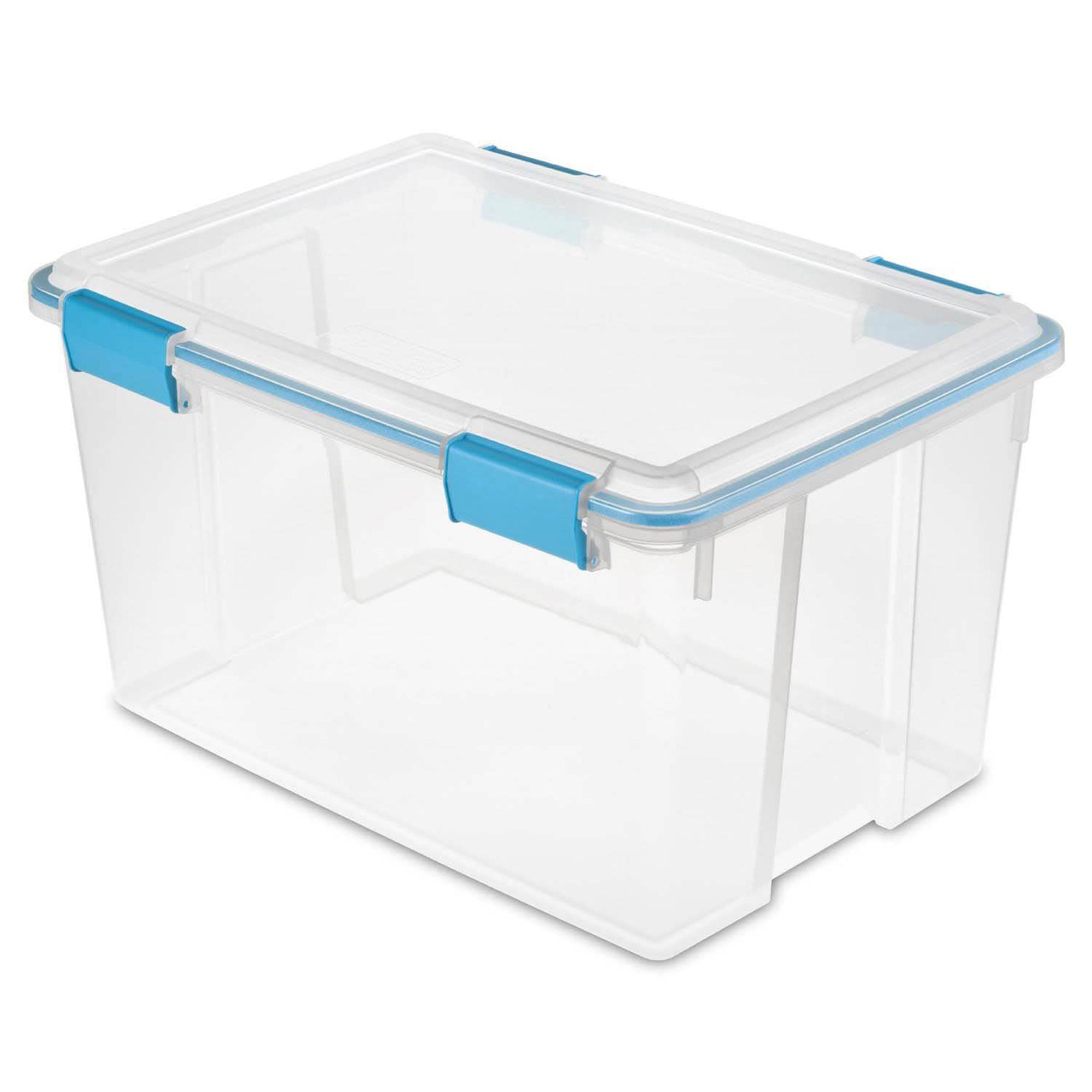 Sterilite 54-Qt Clear Plastic Stackable Storage Bin w/ Gasket Latch Lid, 36 Pack